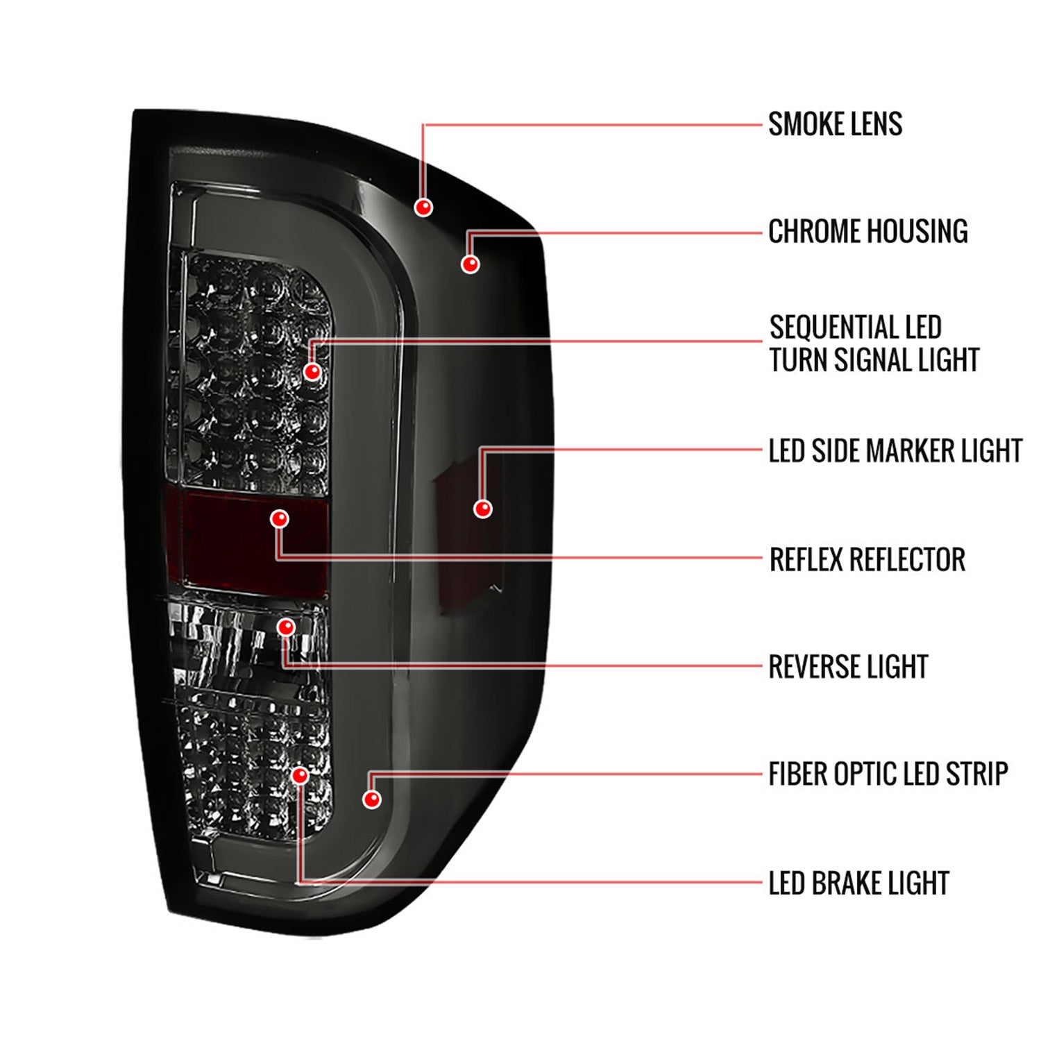 2014-2021 Toyota Tundra Sequential LED Tail Lights Chrome Housing/Smoke Lens