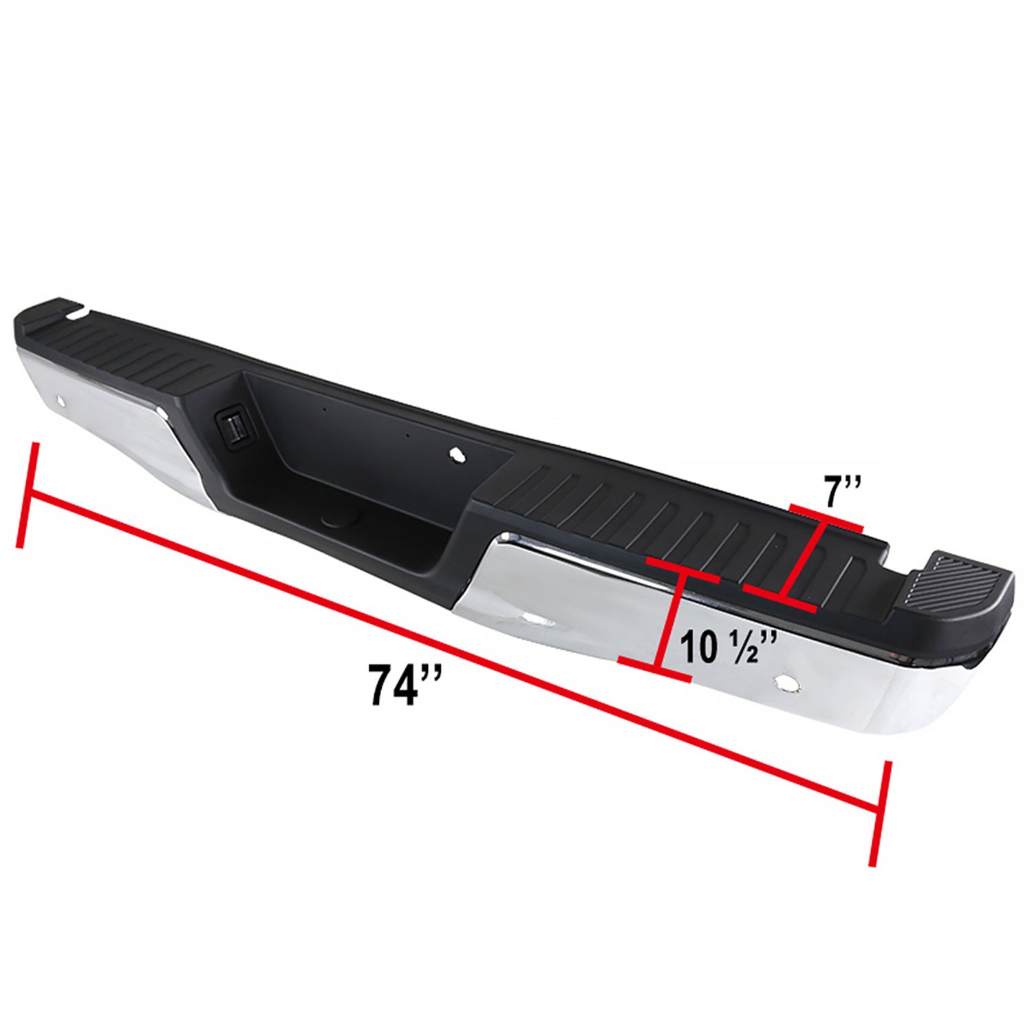 2015-2018 Ford F-150 Replacement Rear Step Bumper & Sensor Holes Chrome