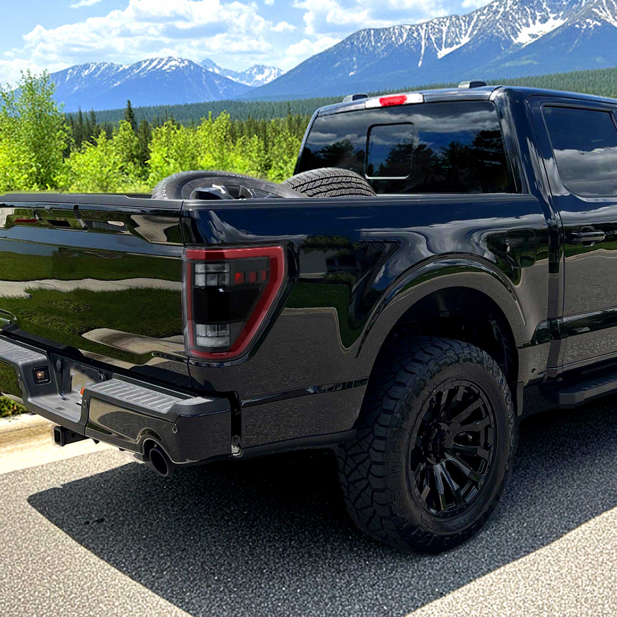 For Ford F-150 2021-2023 Full LED Tail Light Black Housing Clear Lens