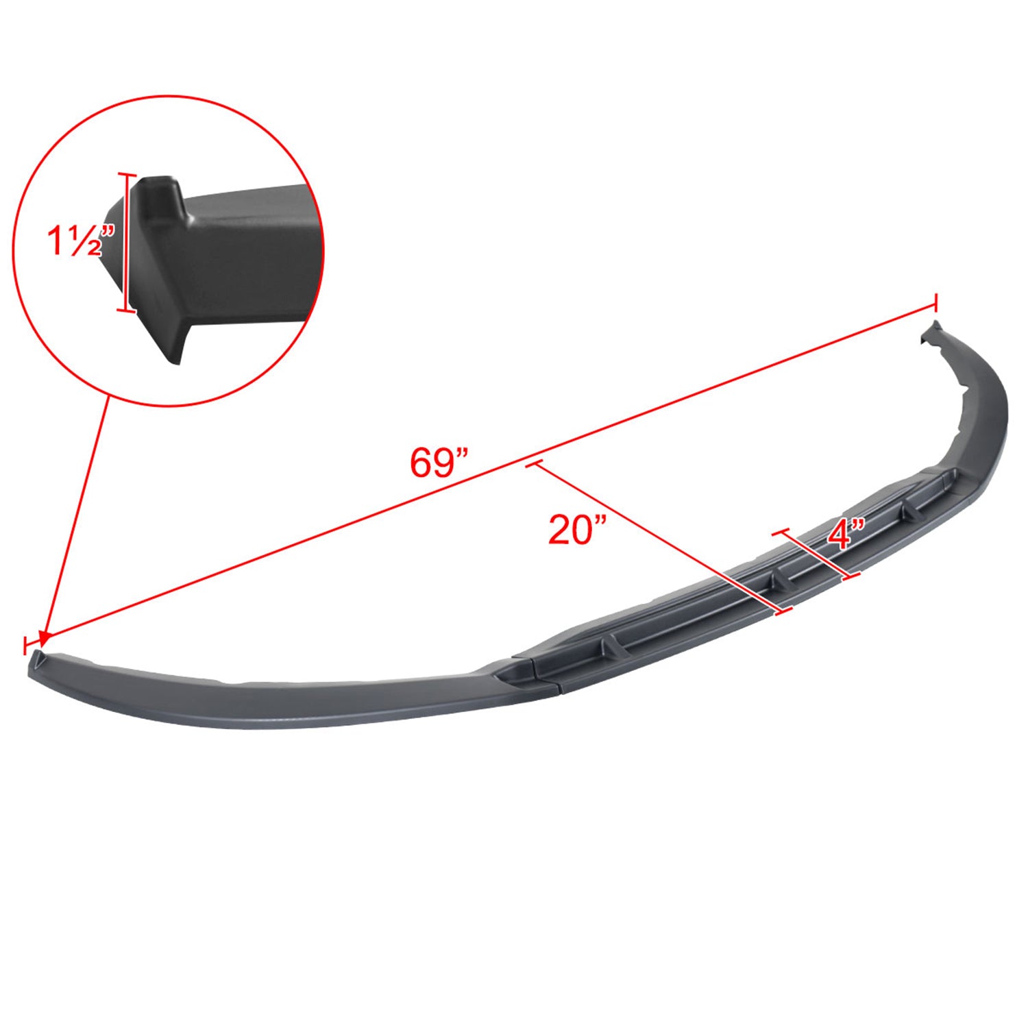 2013-2014 Ford Mustang Matte Black 3Pcs Front Bumper Lip Splitter Kit