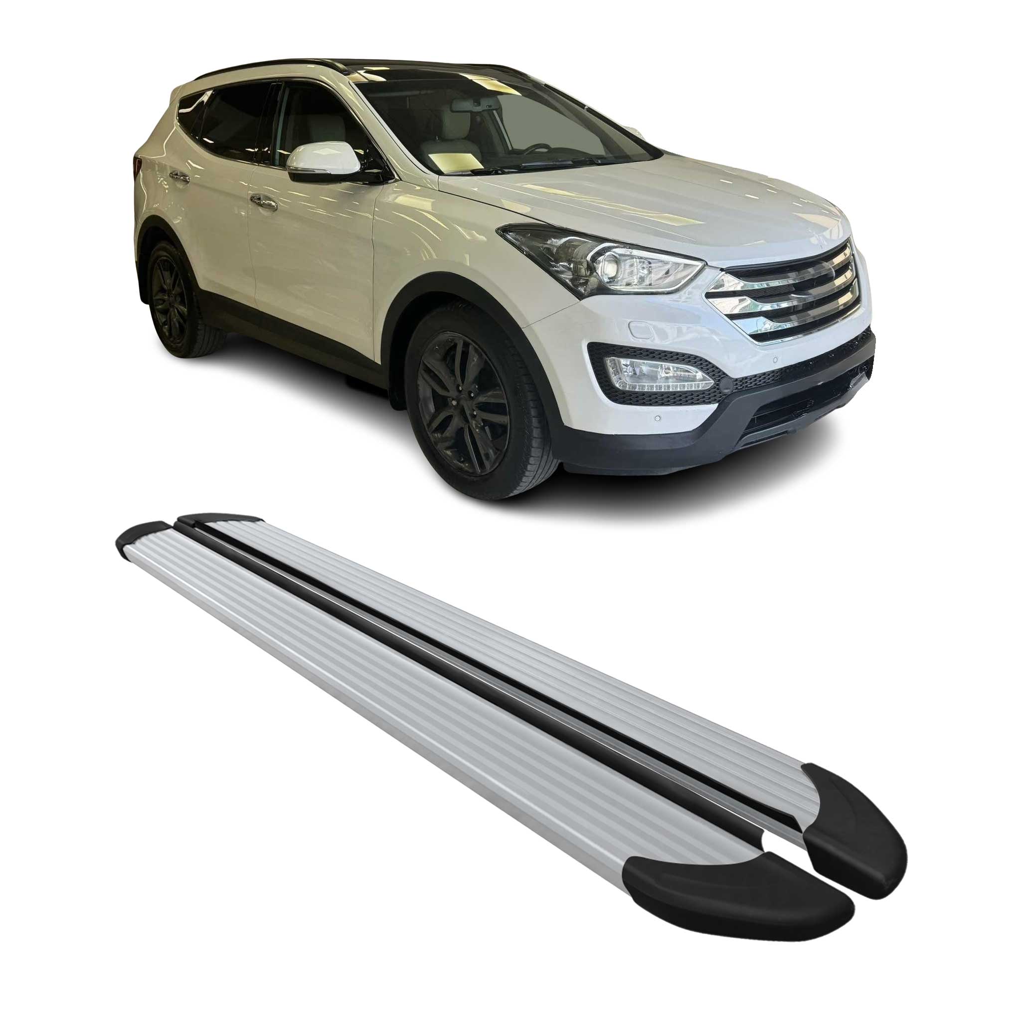 2013-2018 Hyundai Santa Fe Running Boards Side Steps Silver