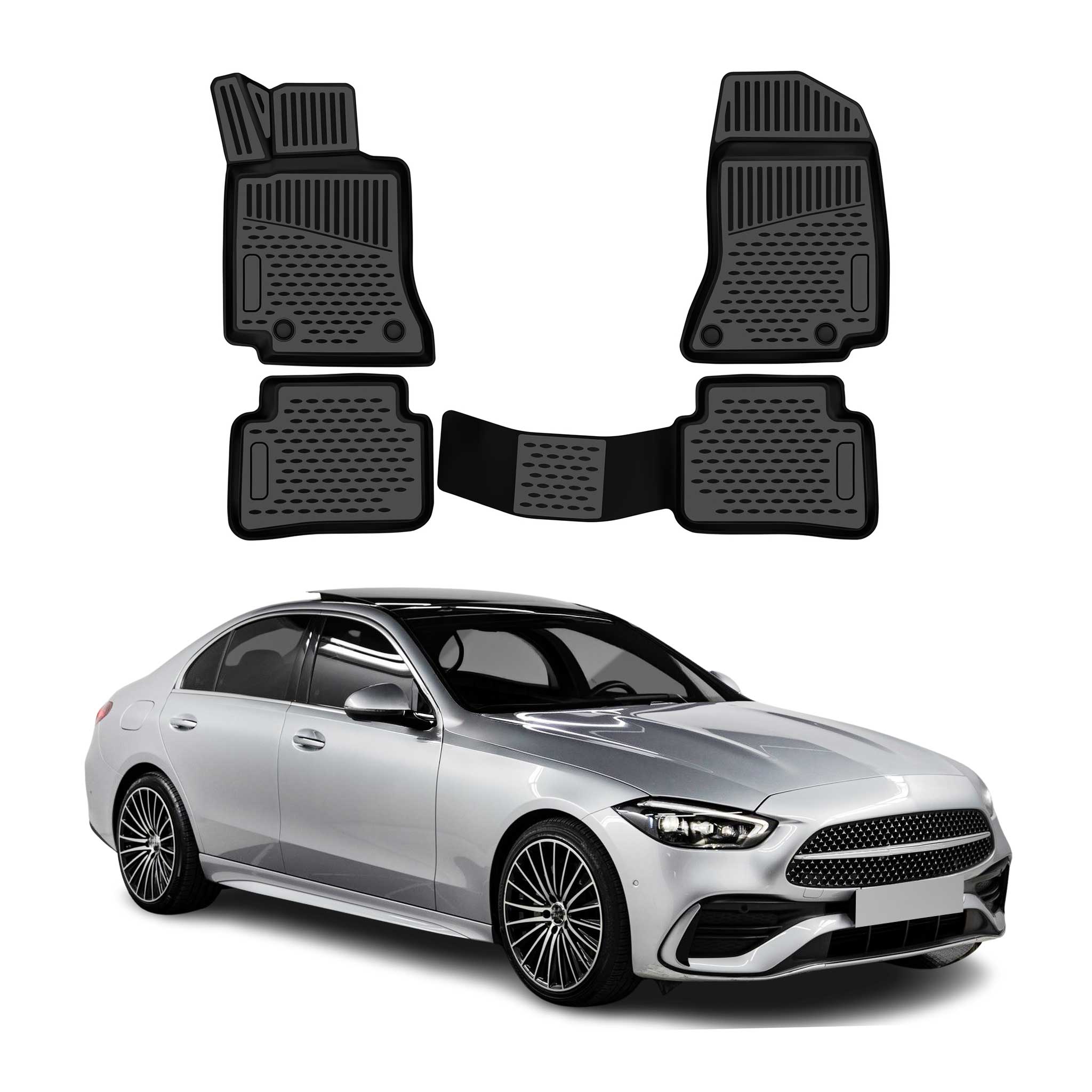 OMAC Floor Mats Liner for Mercedes C Class W206 2022-2026 Sedan Rubber TPE Black