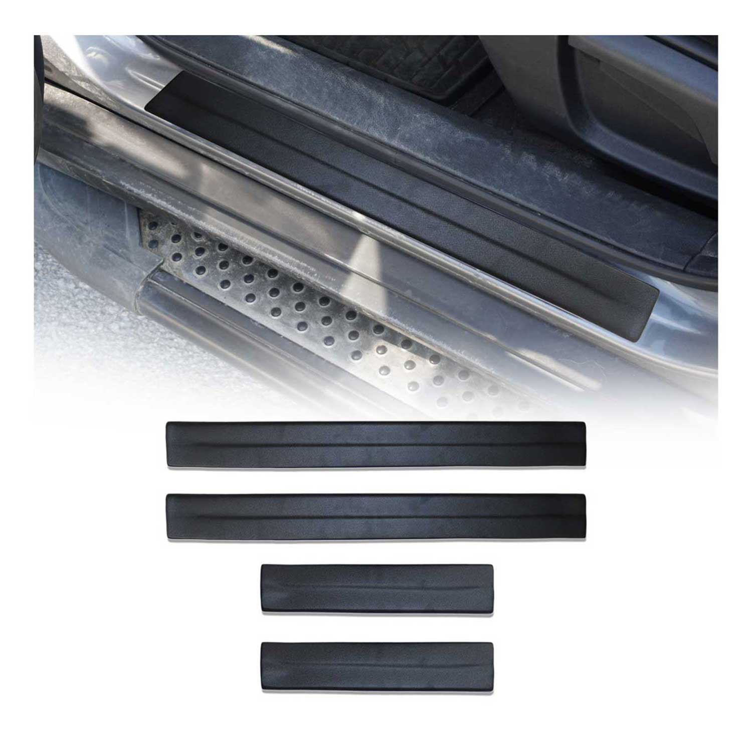 2014-2016 Nissan Rogue Door Sill Scuff Plate Scratch Protector Black 4Pcs ABS