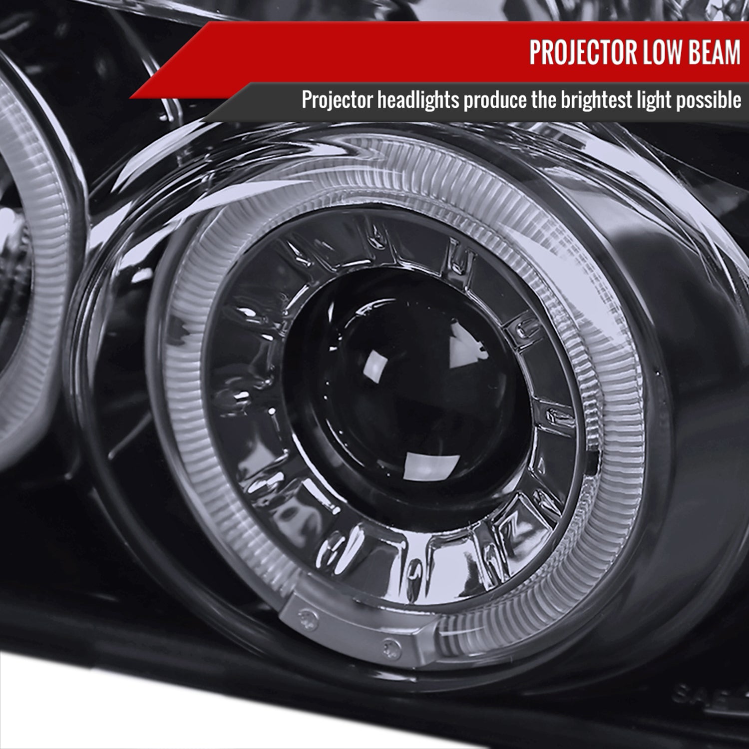 1992-1996 Ford F-150 F-250 F-350 Bronco Dual Halo Projector Headlights Smoke