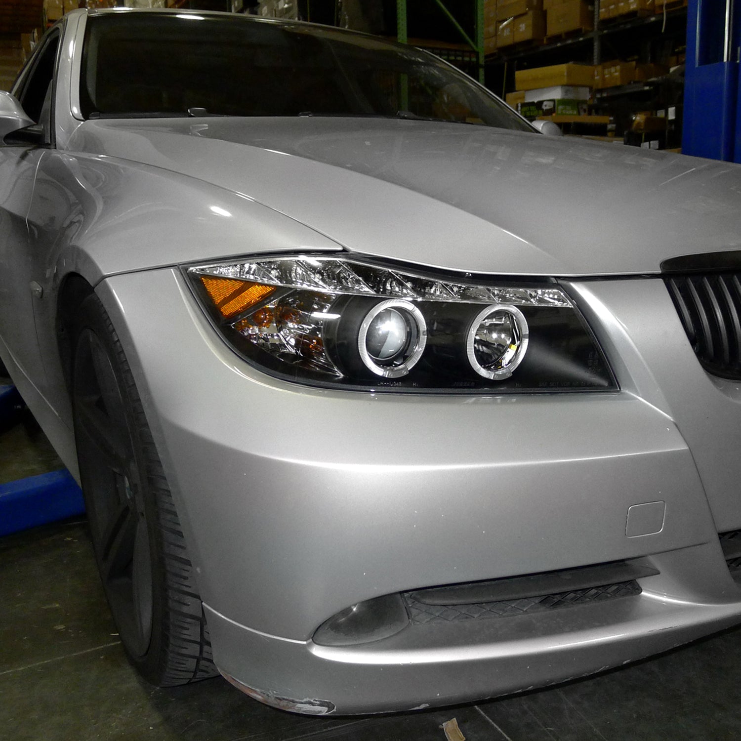 2006-2008 BMW E90 3 Series Sedan Dual Halo Projector Headlights LED Black