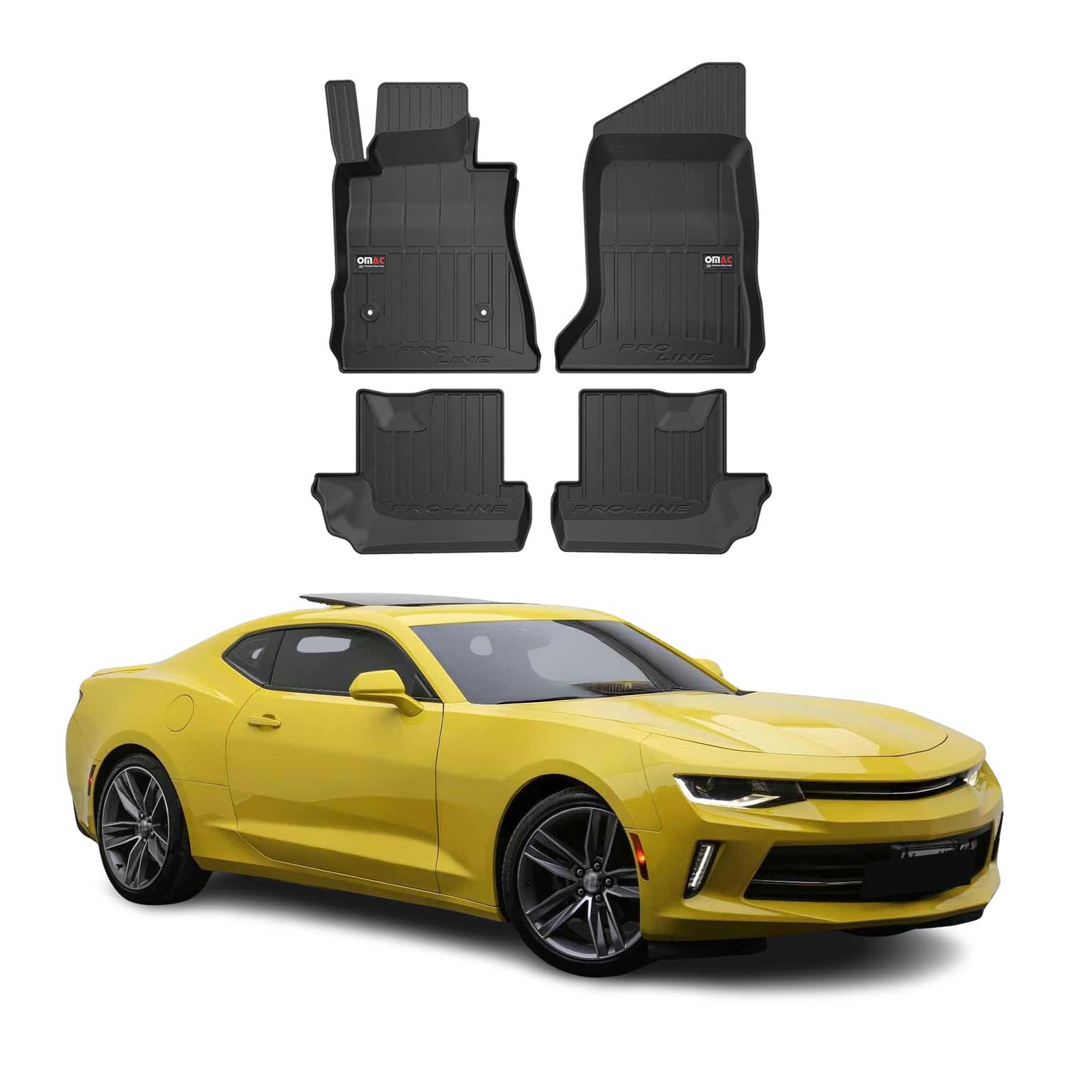 2016-2024 Chevrolet Camaro Coupe Premium Floor Mats Liners Full Set All Weather Heavy Duty