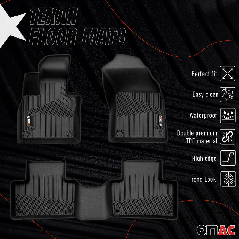 2016-2025 Volvo XC90 Premium Floor Mats Liners First and Second Row Set Black