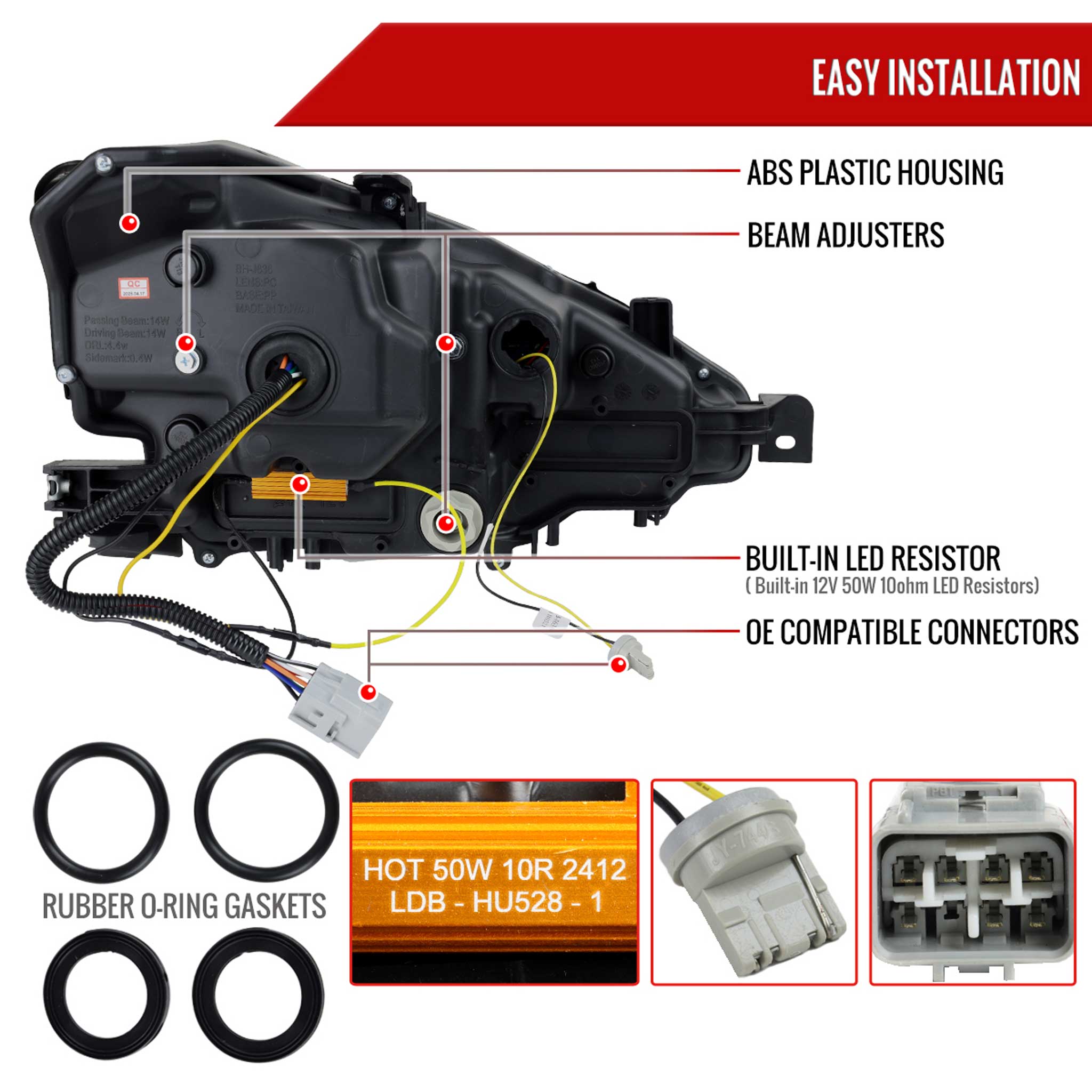 For Lexus IS250 IS350 2014-2016 Full LED Project healight Matte Black Housing Clear lens