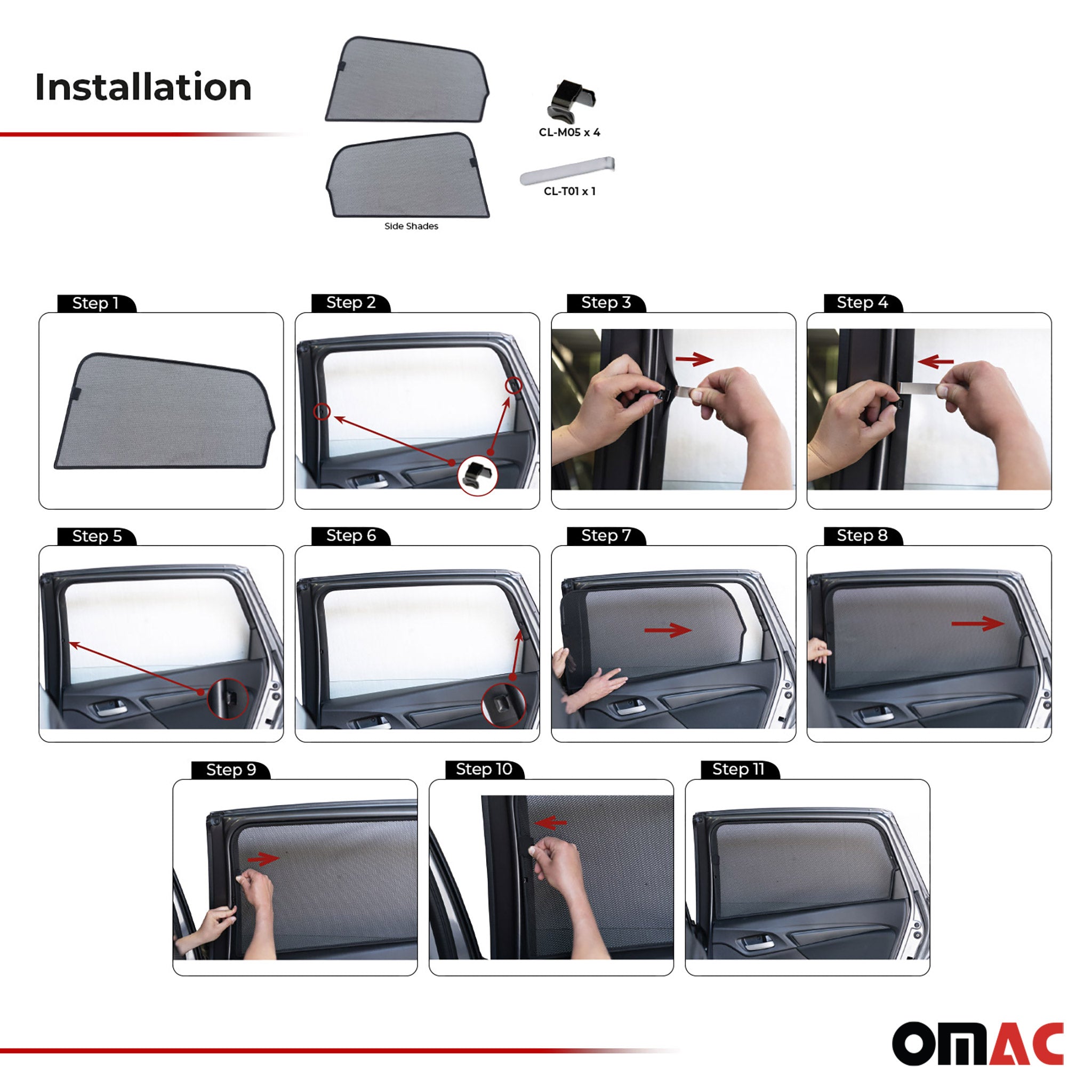 2015-2020 Honda Fit Side Rear Window Curtain Mesh Black 2Pcs