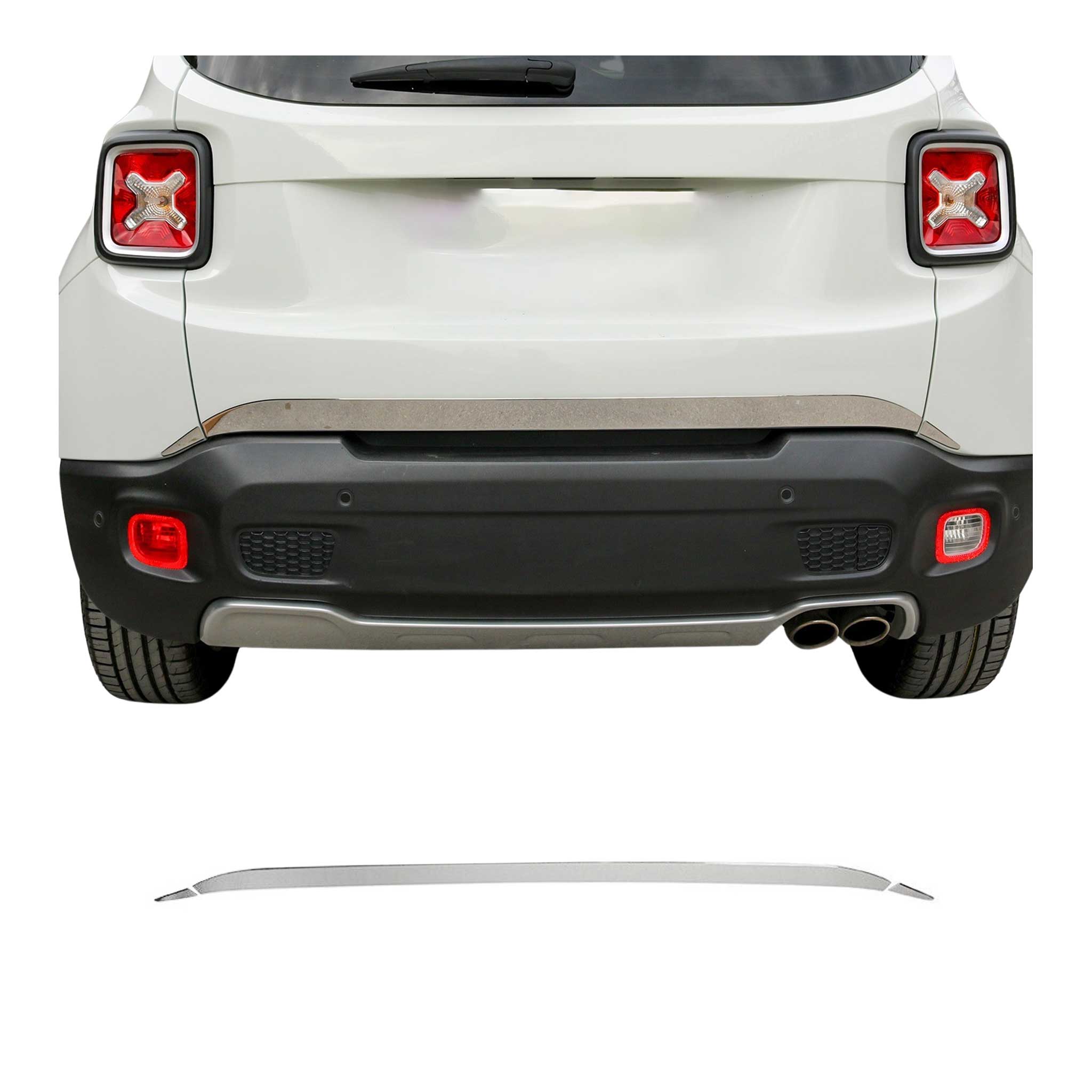 2019-2024 Jeep Renegade Rear Trunk Lid Molding Trim Steel Silver 3 Pcs
