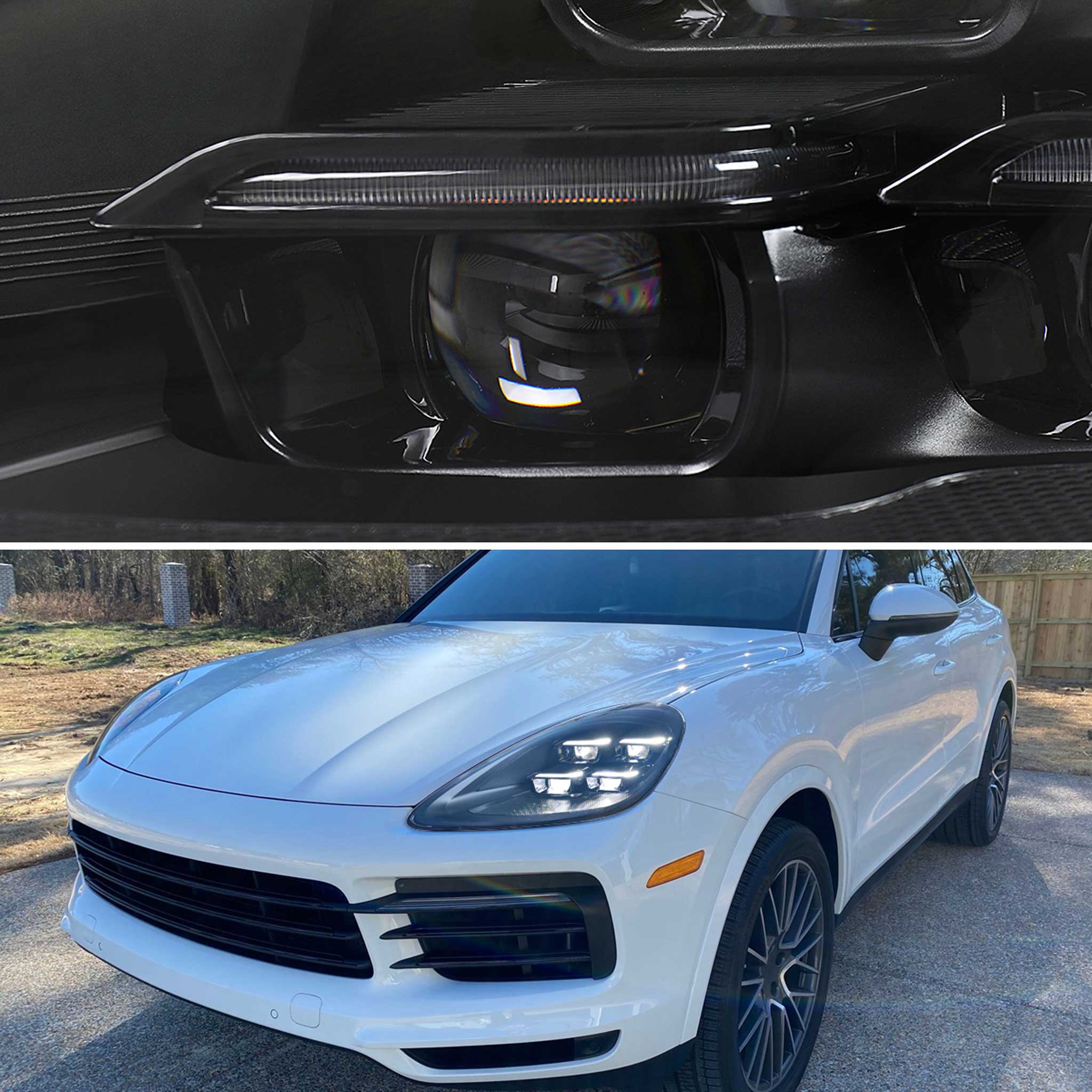 For Porsche Cayenne 2018-2023 Matrix LED Projector Headlights DRL Dynamic Black Clear Lens Glossy Accents