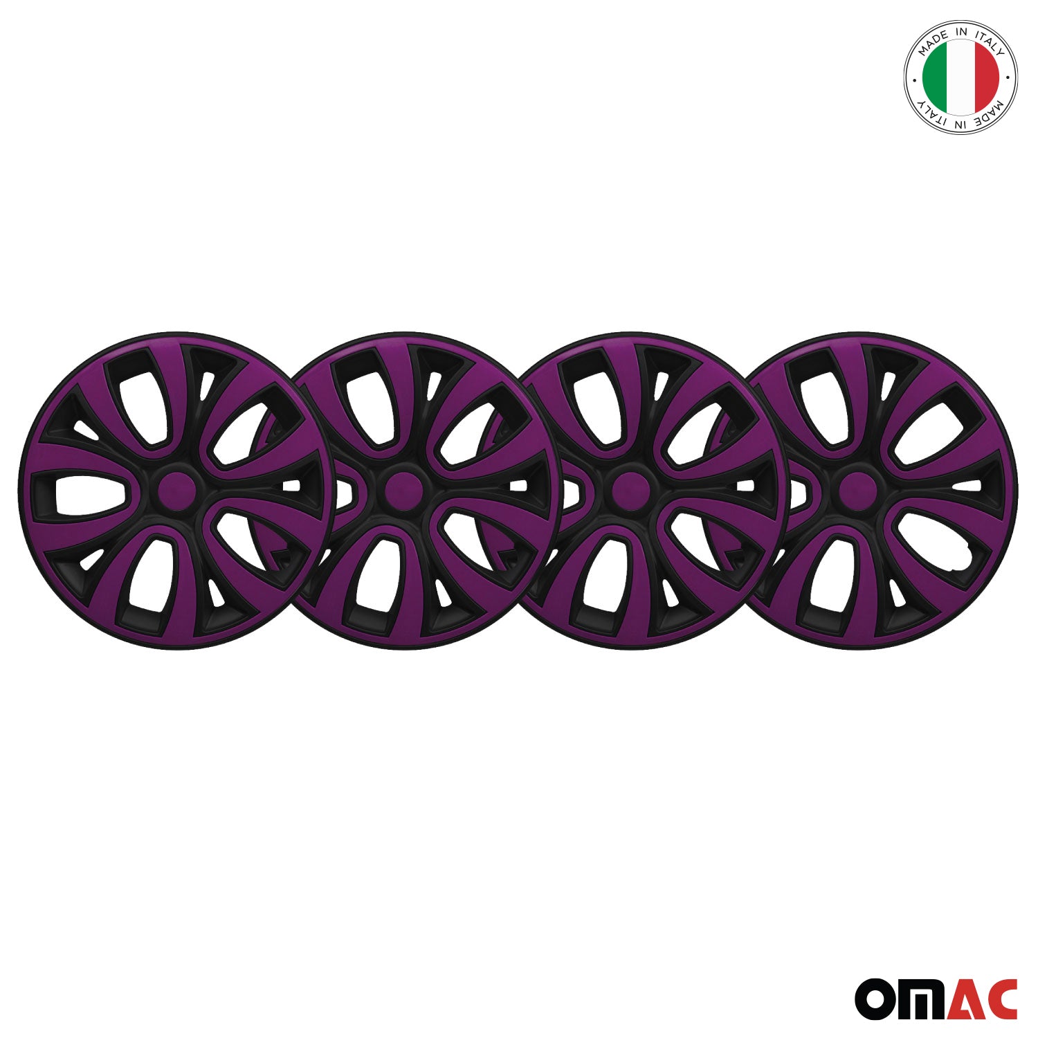 ColorFlex Hub Caps Wheel Cover 14" Black & Violet Full Set 4 pcs.
