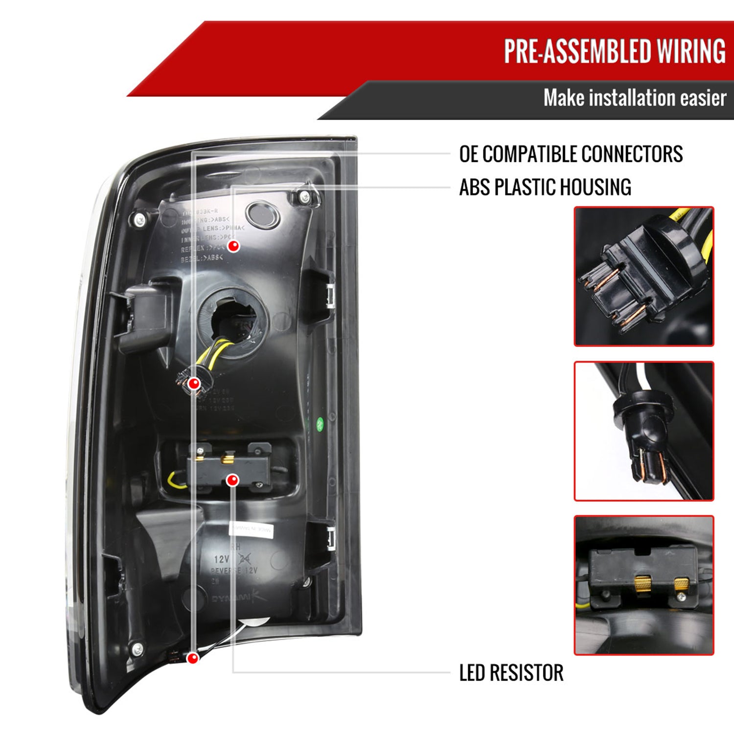 2009-2018 Dodge RAM 1500 2500 3500 Red LED Bar Tail Lights Matt Black