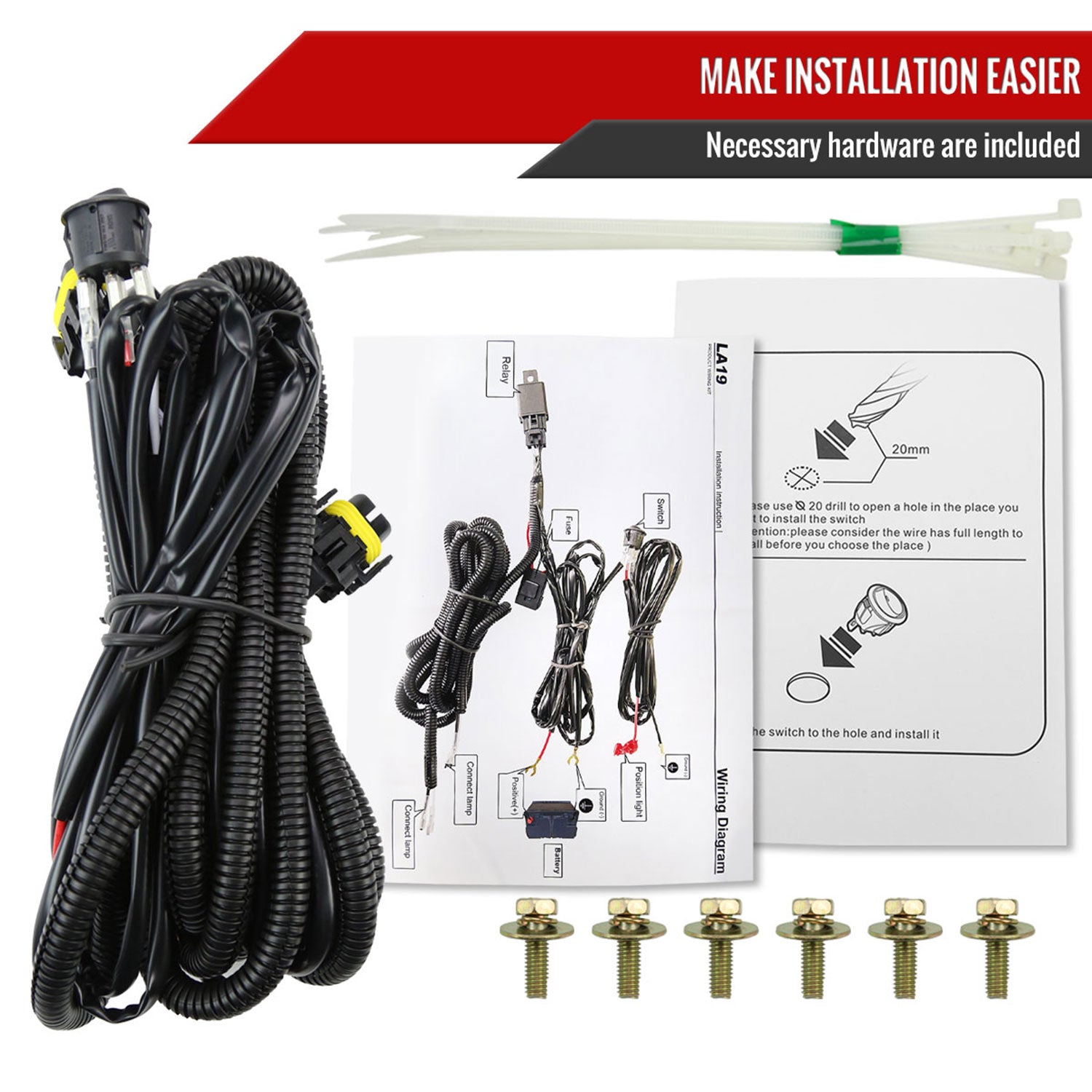 2019-2022 Chevy Silverado 1500 LED Fog Lights Kit Chrome Housing/Clear Lens