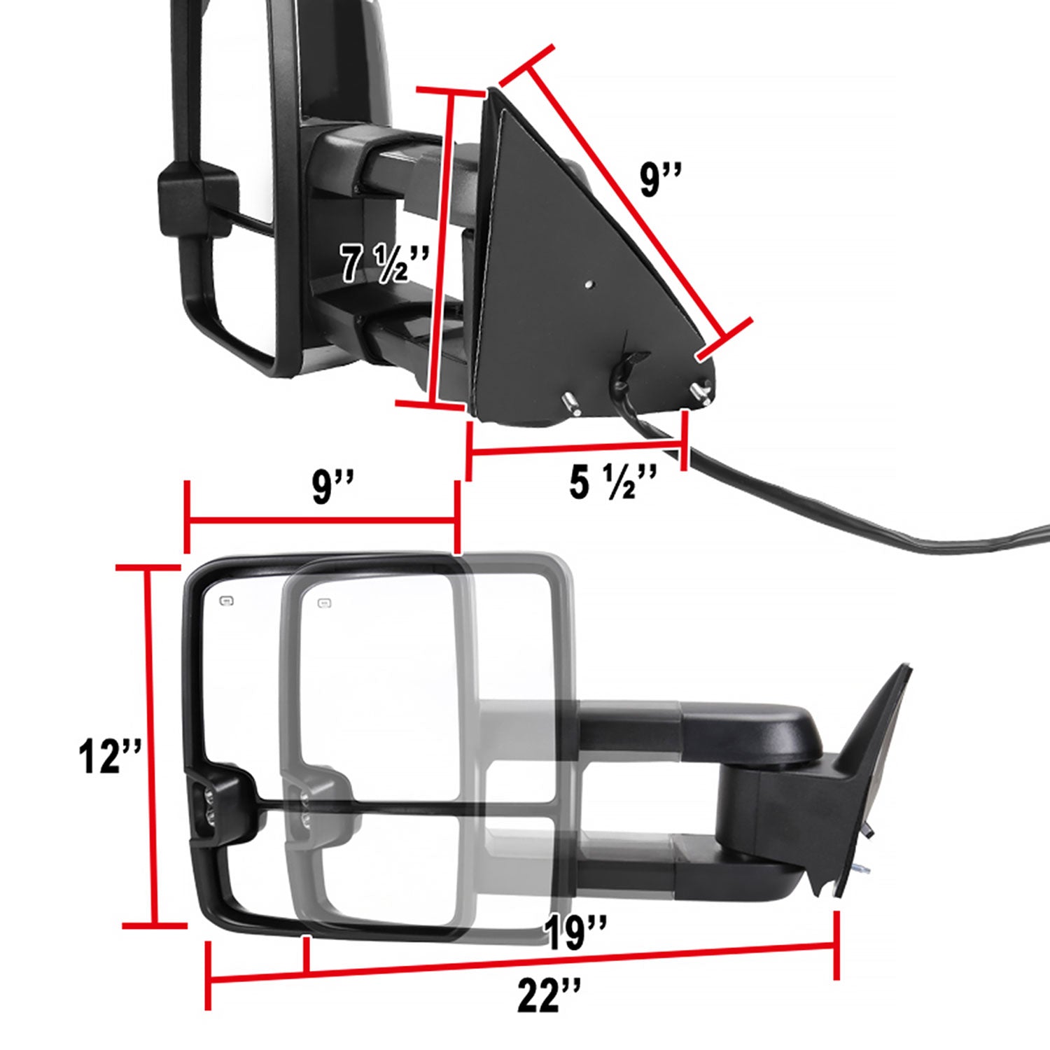 1988-2000 Chevy C/K Tahoe Yukon/Suburban Heated Towing Mirrors Amber &Smoke