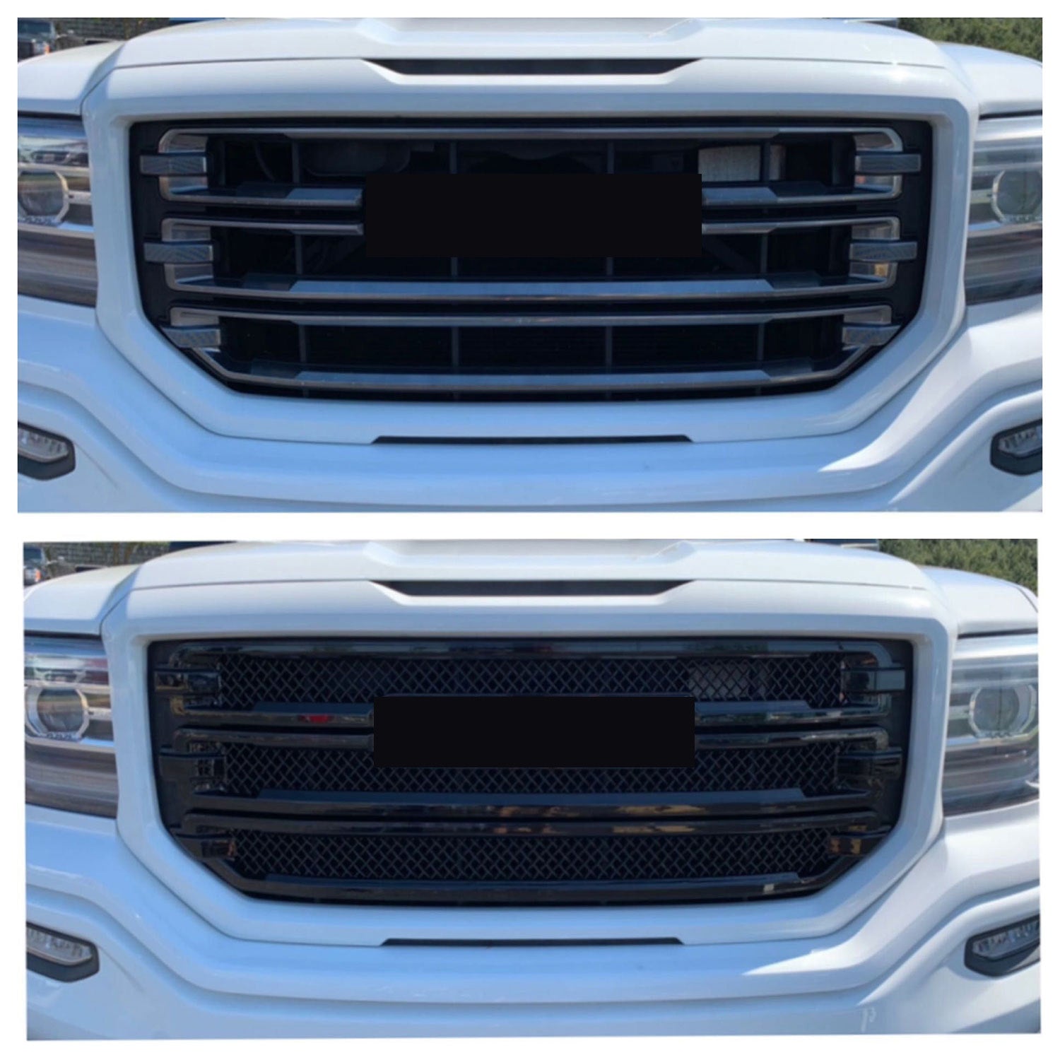 2016-2018 GMC Sierra 1500 Grille Overlay Gloss Black 3Pcs ABS Plastic