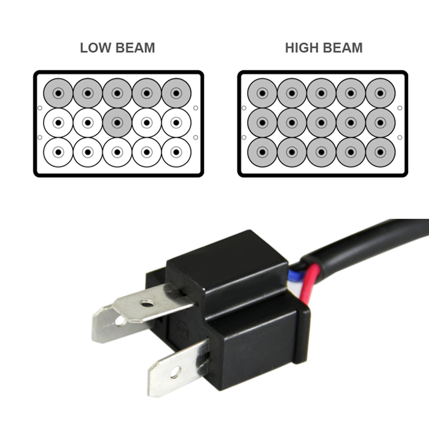 Universal 4"x6" 15-LED Sealed Beam Headlights w/ H4 Plug Black Alu Housing/PMMA