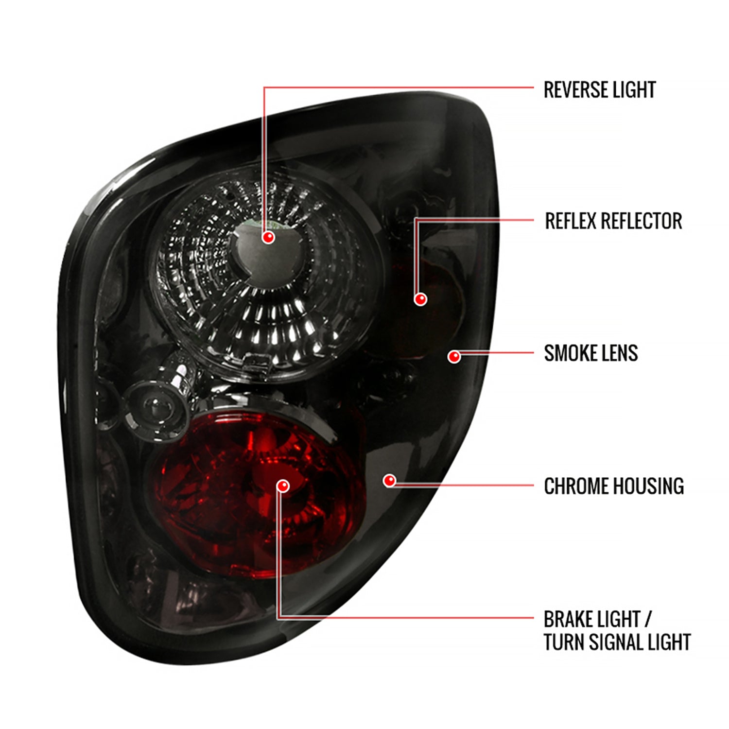 1997-2004 Ford F-150 Flareside Tail Lights Chrome Housing/Smoke Lens