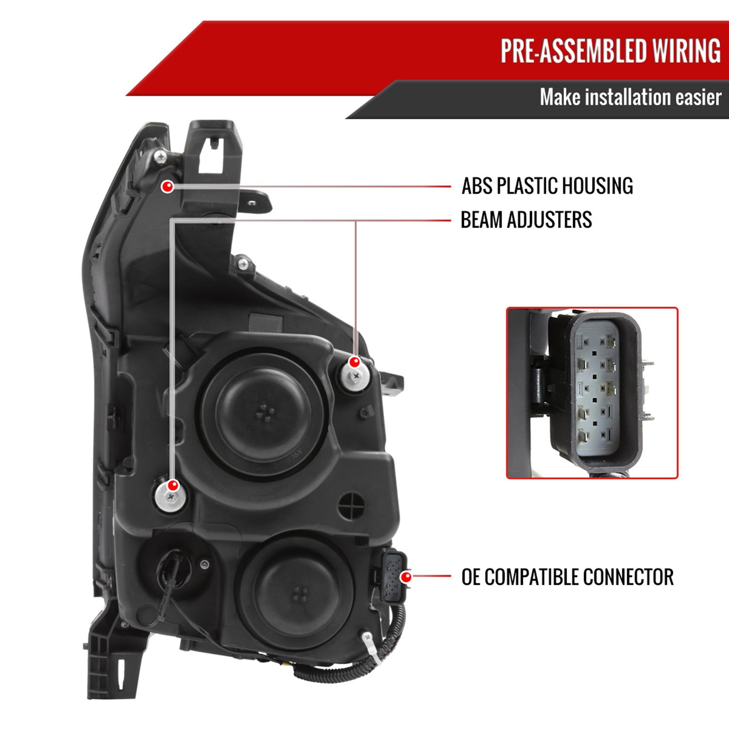 2010-2016 Cadillac SRX Projector Headlights Matte Black Housing/Smoke Lens