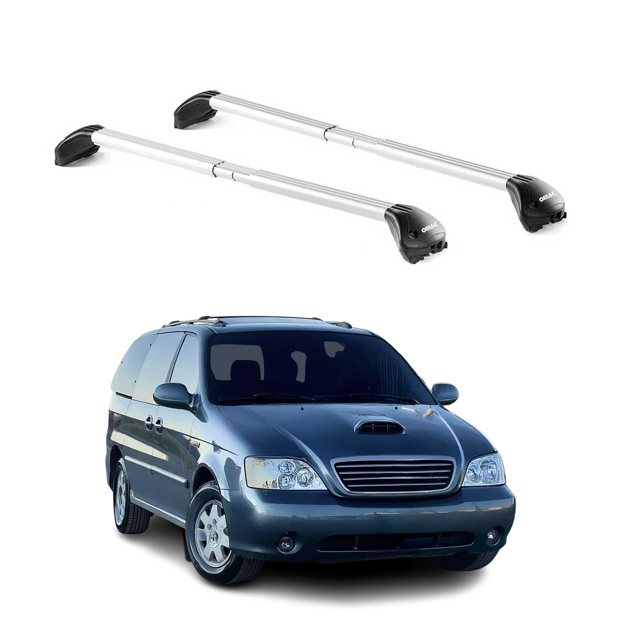 1999-2014 Kia Sedona Roof Rack Cross Bars Silver