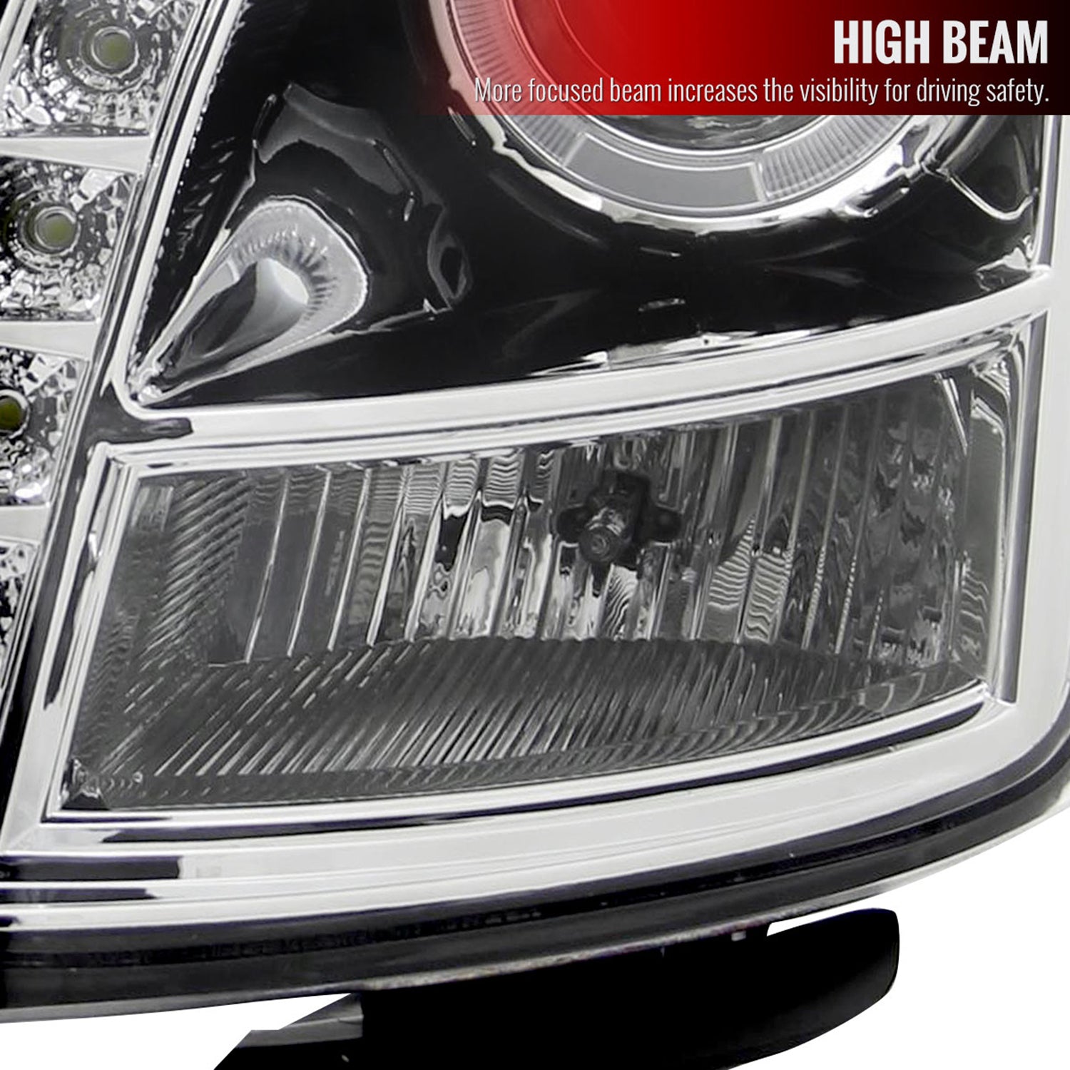 2003-2007 Cadillac CTS Halo Projector Headlights SMD LED Light Strip Chrome