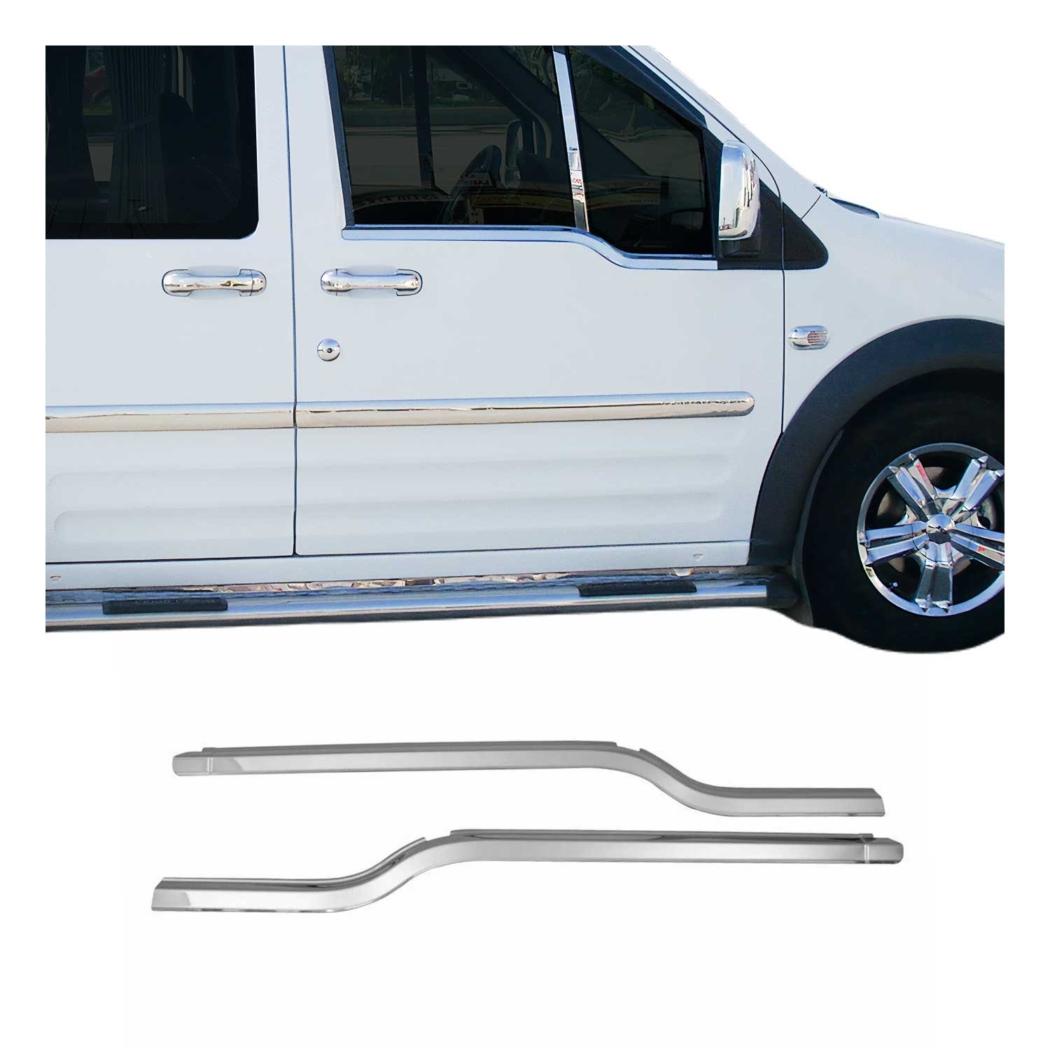 2010-2013 Ford Transit Connect Window Molding Trim Streamer Stainless Steel Silver 2Pcs