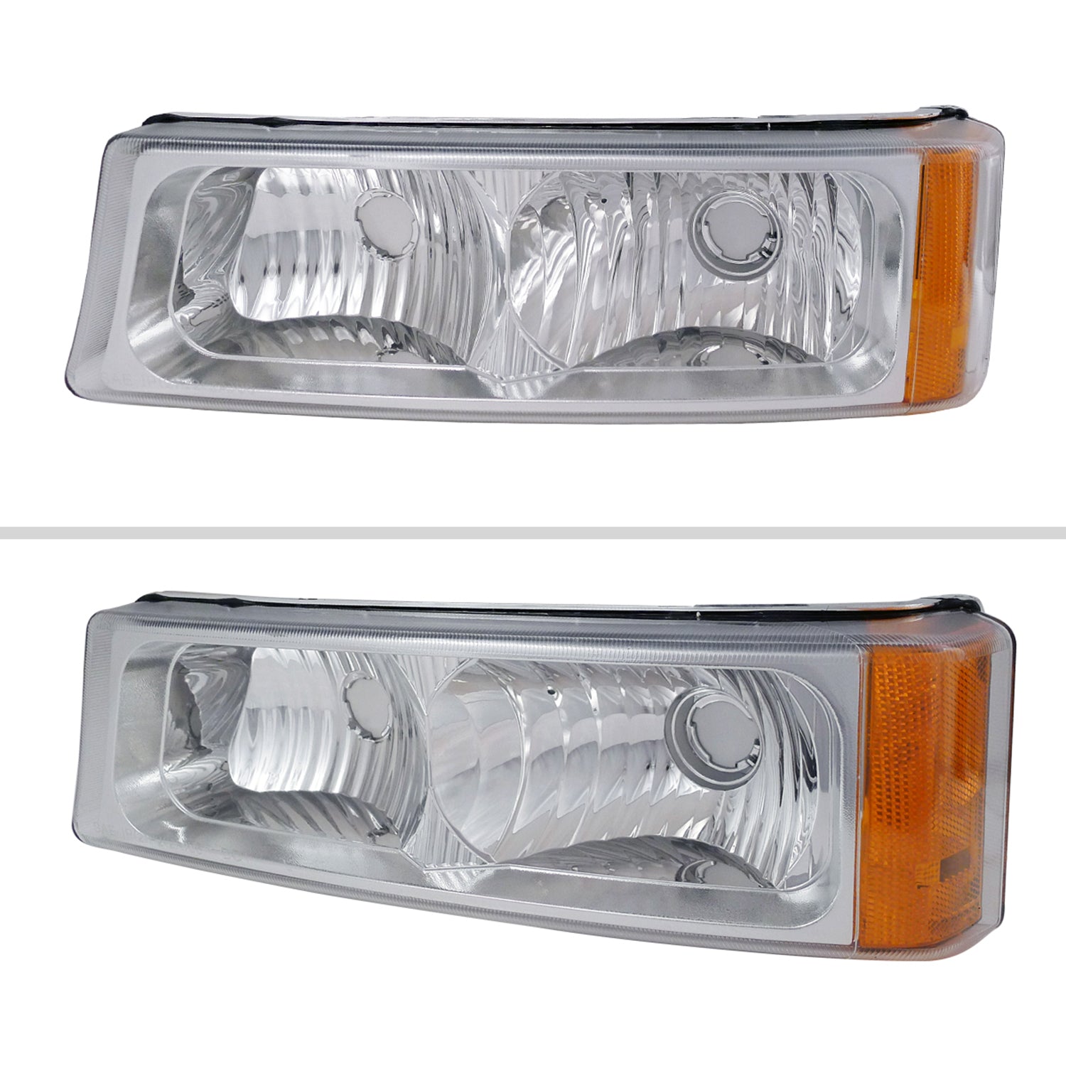 2002-2007 Chevy Silverado/Avalanche Bumper Lights Chrome Housing/Clear Lens