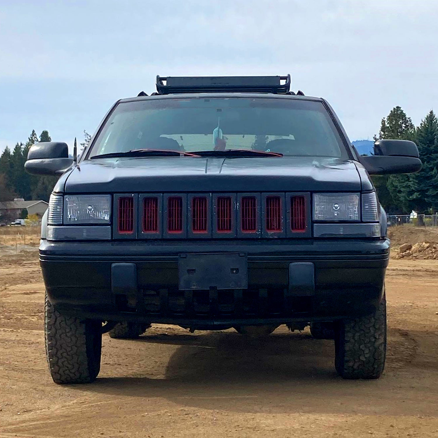 1993-1998 Jeep Grand Cherokee Factory Style Headlights Matte Black/Clear Lens