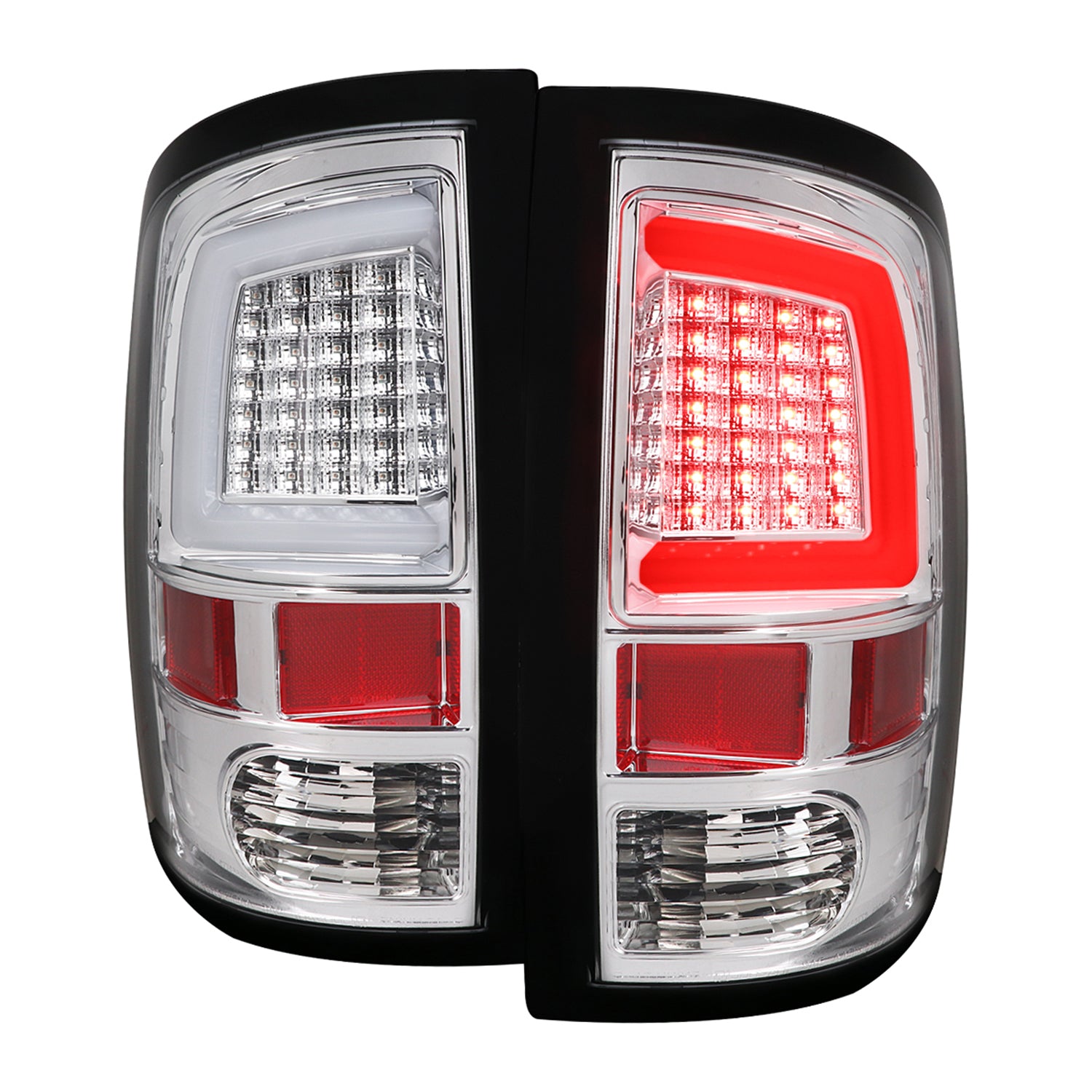 2009-2018 Dodge RAM 1500 2500 3500 White Bar LED Tail Lights Chrome