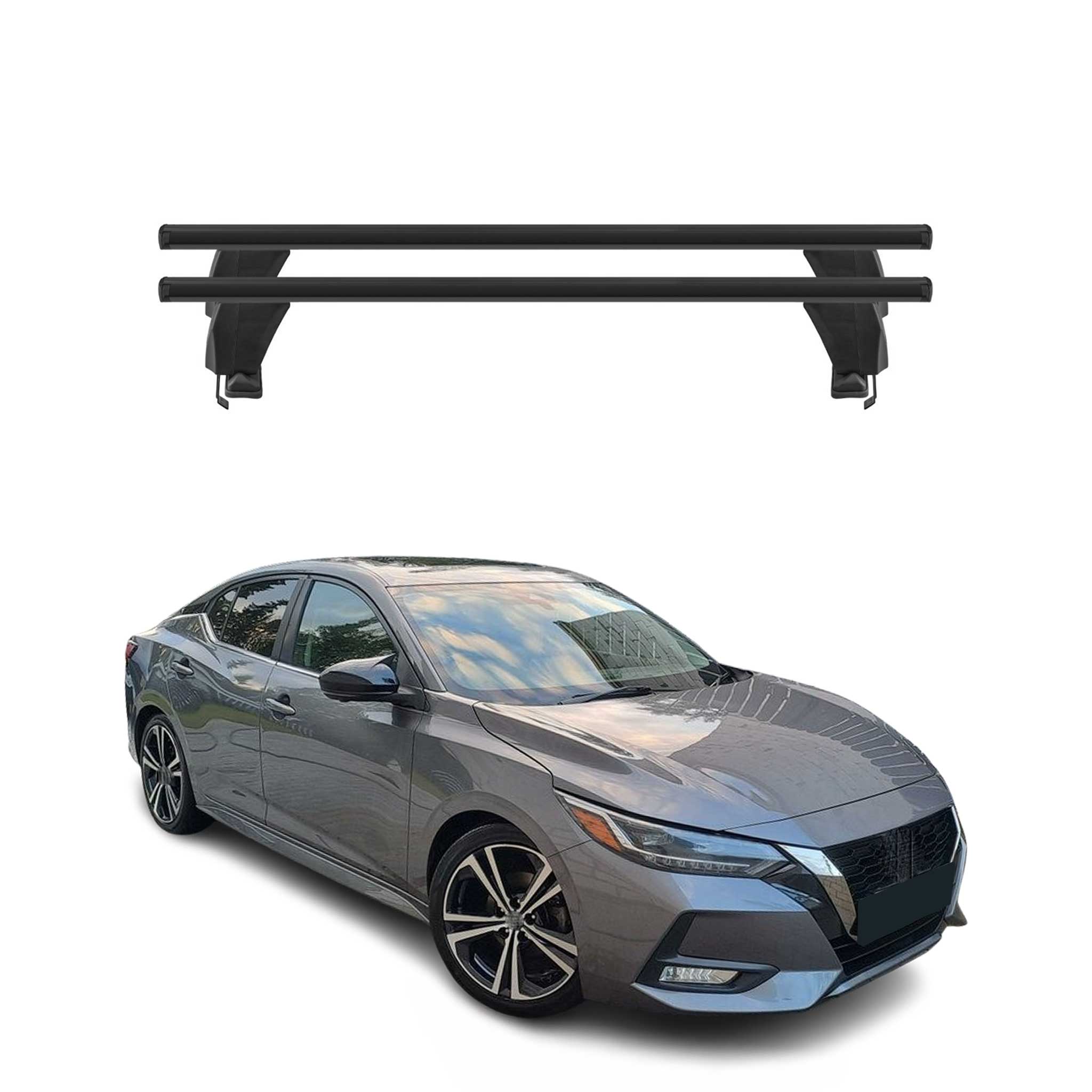 Top Roof Racks Cross Bars Carrier for Nissan Sentra 8.gen 2020-2025 Alu Black 2x