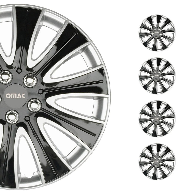 Pisa Hub Caps Wheel Cover 14" Black & Silver Full Set 4 pcs.