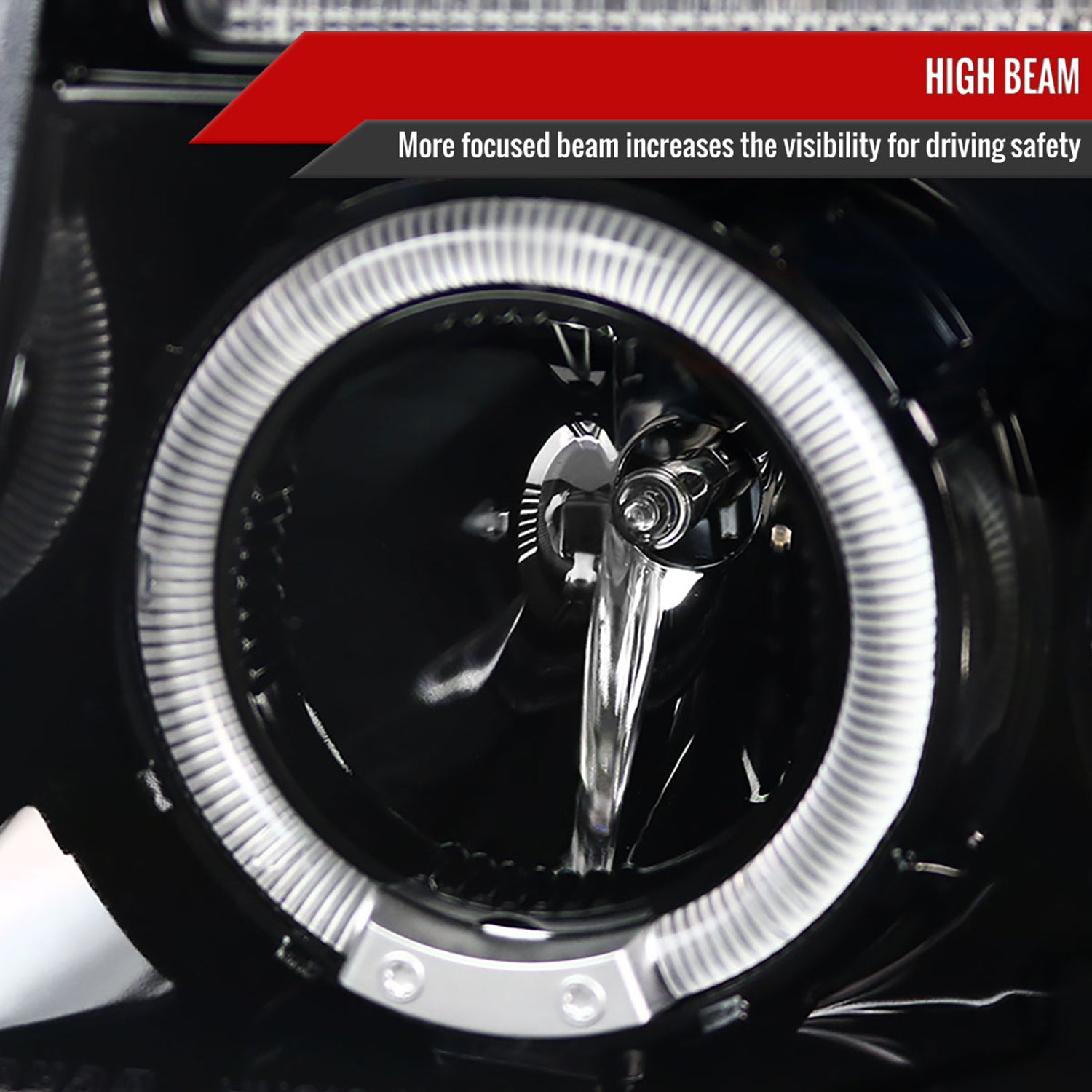 1997-2004 Dodge Dakota/ 98-2003 Durango Dual Halo Projector Headlights Jet Black