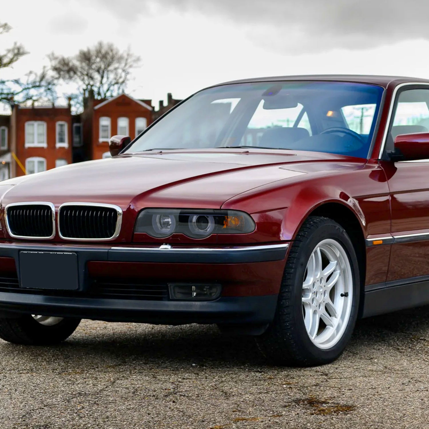 1995-2001 BMW E38 7 Series LED Bar Dual Halo Projector Headlights Black/Smoke