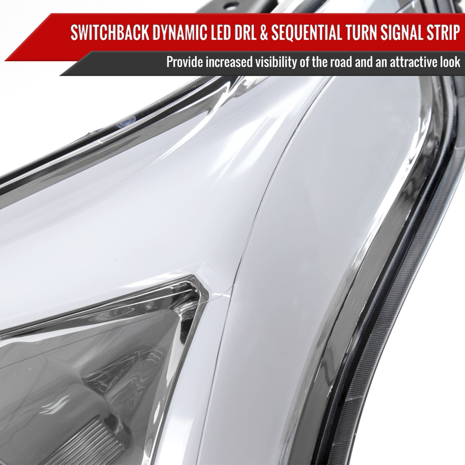 2010-2016 Cadillac SRX Projector Headlights Turn Signal LED Bar Chrome