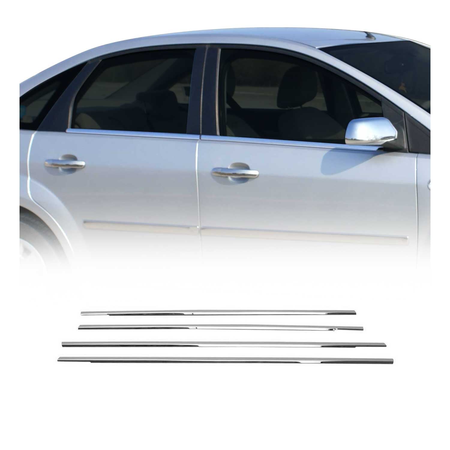 2000-2004 Ford Focus Window Molding Trim Streamer Stainless Steel Silver 4x