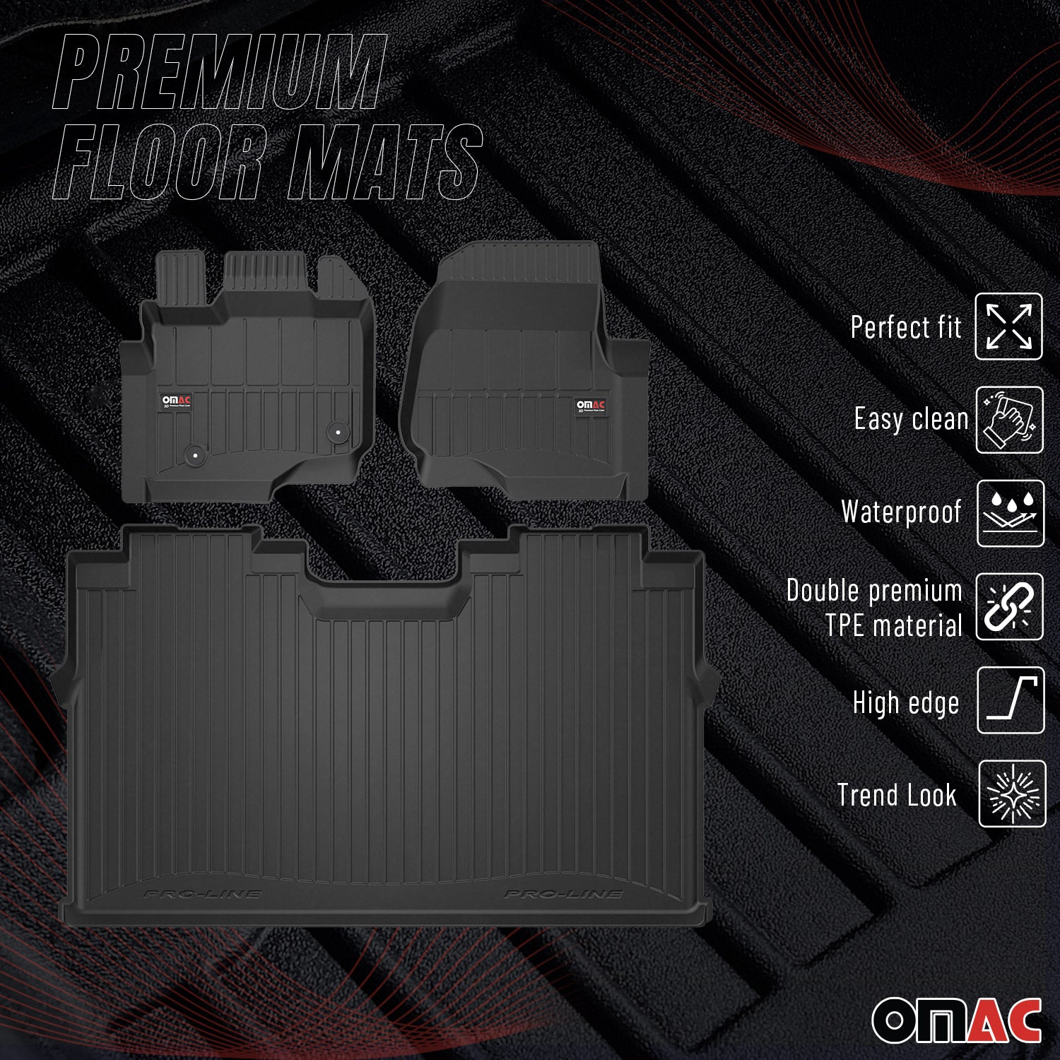 2015-2020 Ford F-150 Lightning /F-150 Raptor /F-150 Super Crew Premium Floor Mats Liners Full Set All Weather Heavy Duty