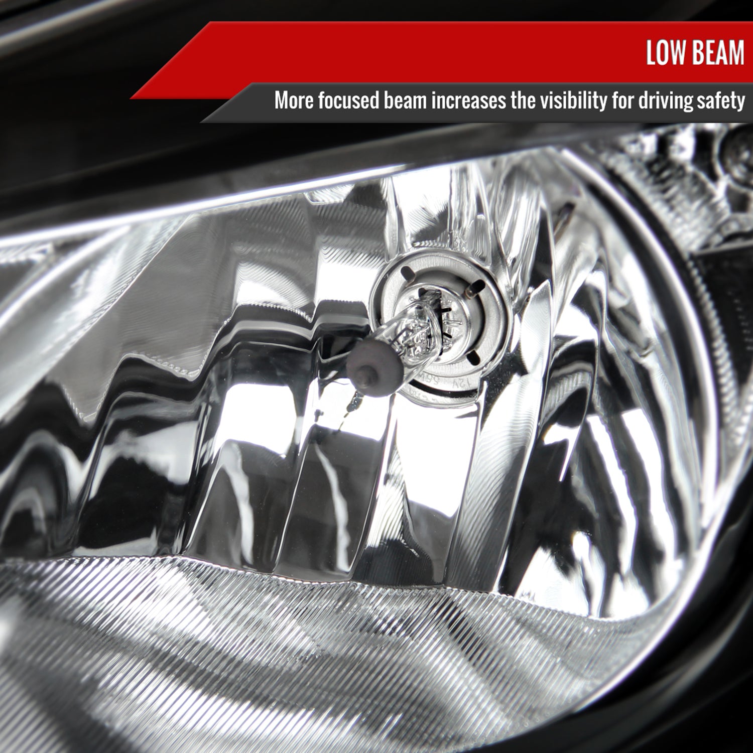 2012-2014 Ford Focus Factory Headlights w/Amber Reflectors Matt Black/Clear