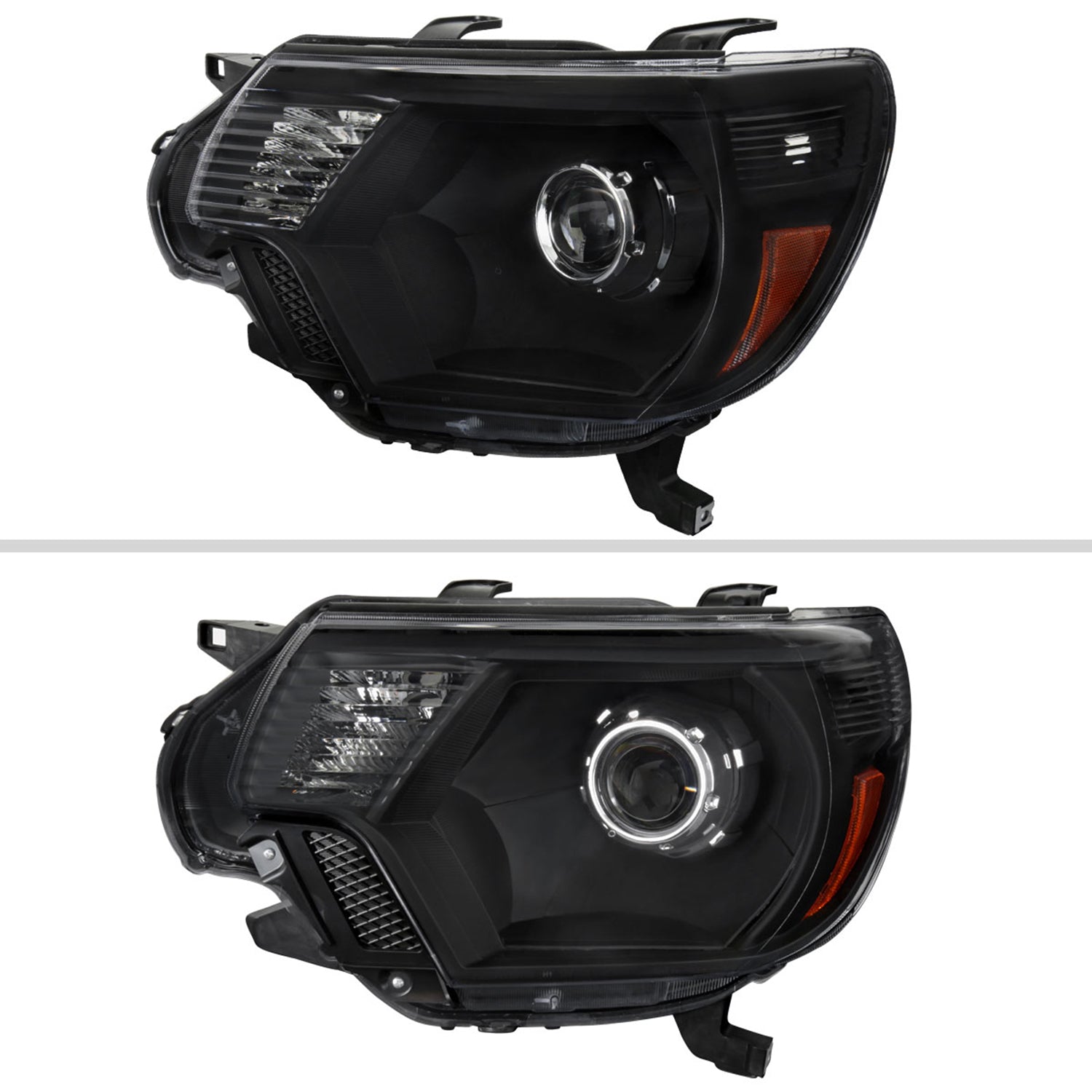 2012-2015 Toyota Tacoma Retro Style Projector Headlights Matte Black/Clear