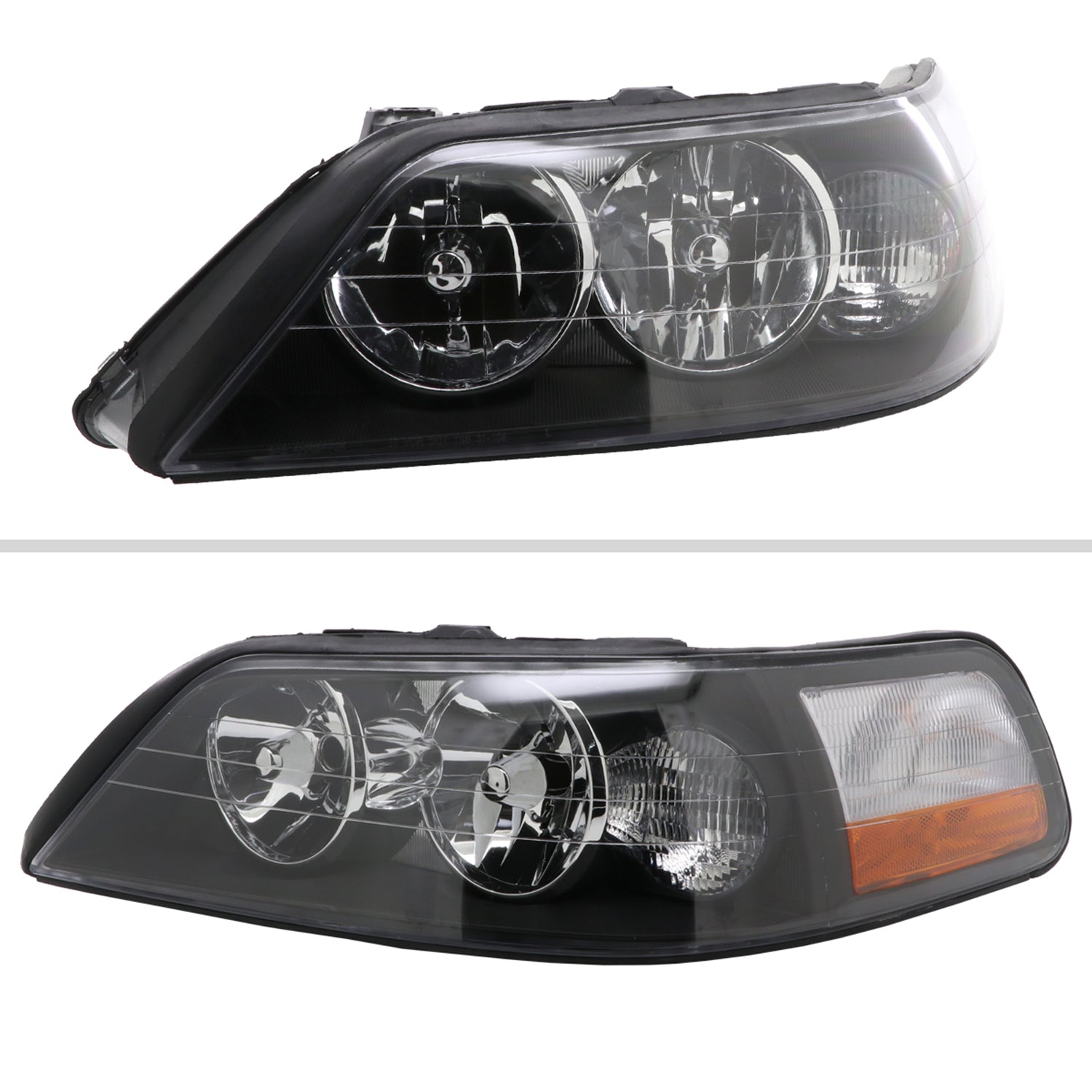 2005-2011 Lincoln Town Car Factory Style Headlights Matte Black/Clear Lens