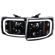 2007-2014 Chevy Silverado 1500/2500HD/3500HD LED C-Bar Headlights Black