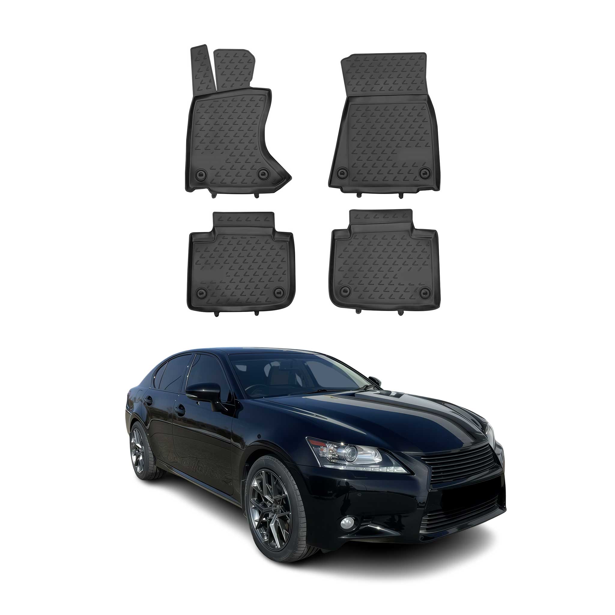 2013-2020 Lexus GS 350 AWD Floor Mats Liners Full Set All Weather Black