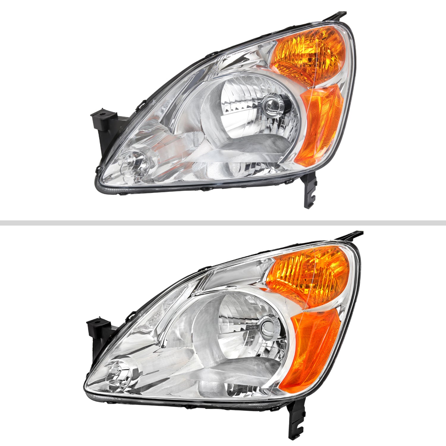 2002-2004 Honda CR-V Factory Style Headlights w/Amber Reflector Chrome/Clear