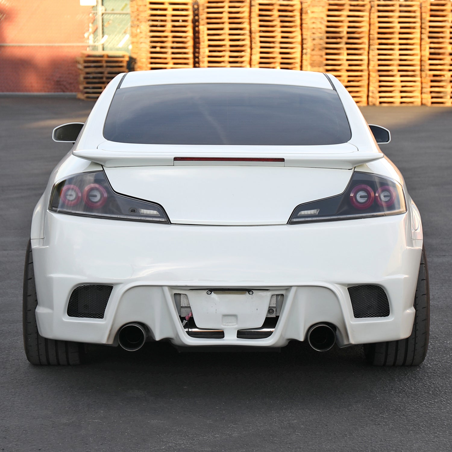 2003-2007 Infiniti G35 Coupe Red LED Halo Signal Tail Lights Matt Black/Clear