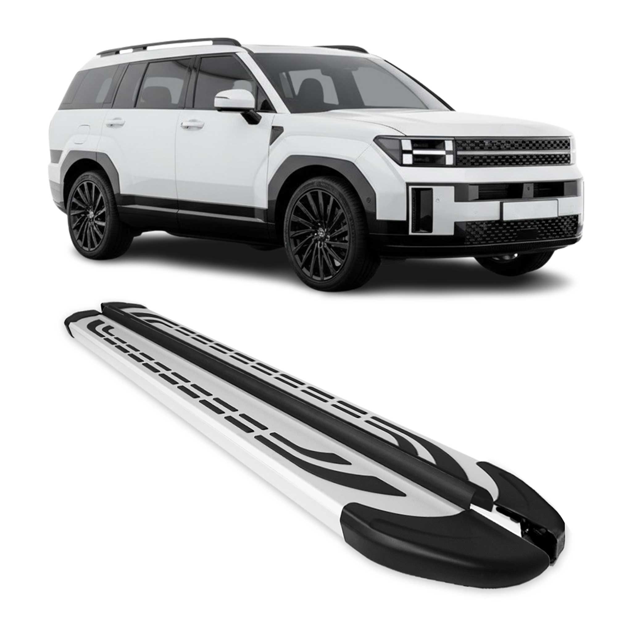 Nerf Bars Side Step Running Boards for Hyundai Santa Fe 2024-2026 Alu Silver 2x