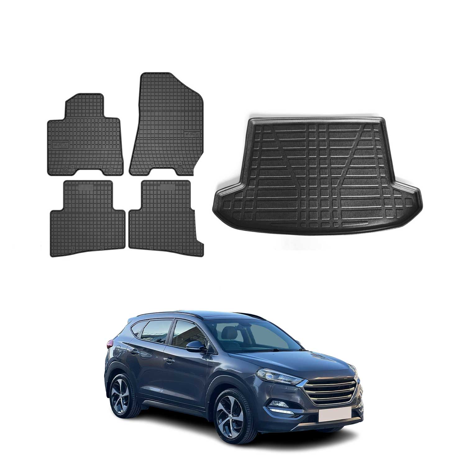 2016-2021 Hyundai Tucson Floor Mats & Cargo Liner Full Set All Weather Black