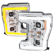 2017-2019 Ford F-250 F-350 F-450 F-550 LED C-Bar Projector Headlights Chrome