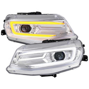 For Chevrolet Camaro 2016-2018 LED Strip Projector Headlights Turn Signal Lights Chrome Housing Clear Lens