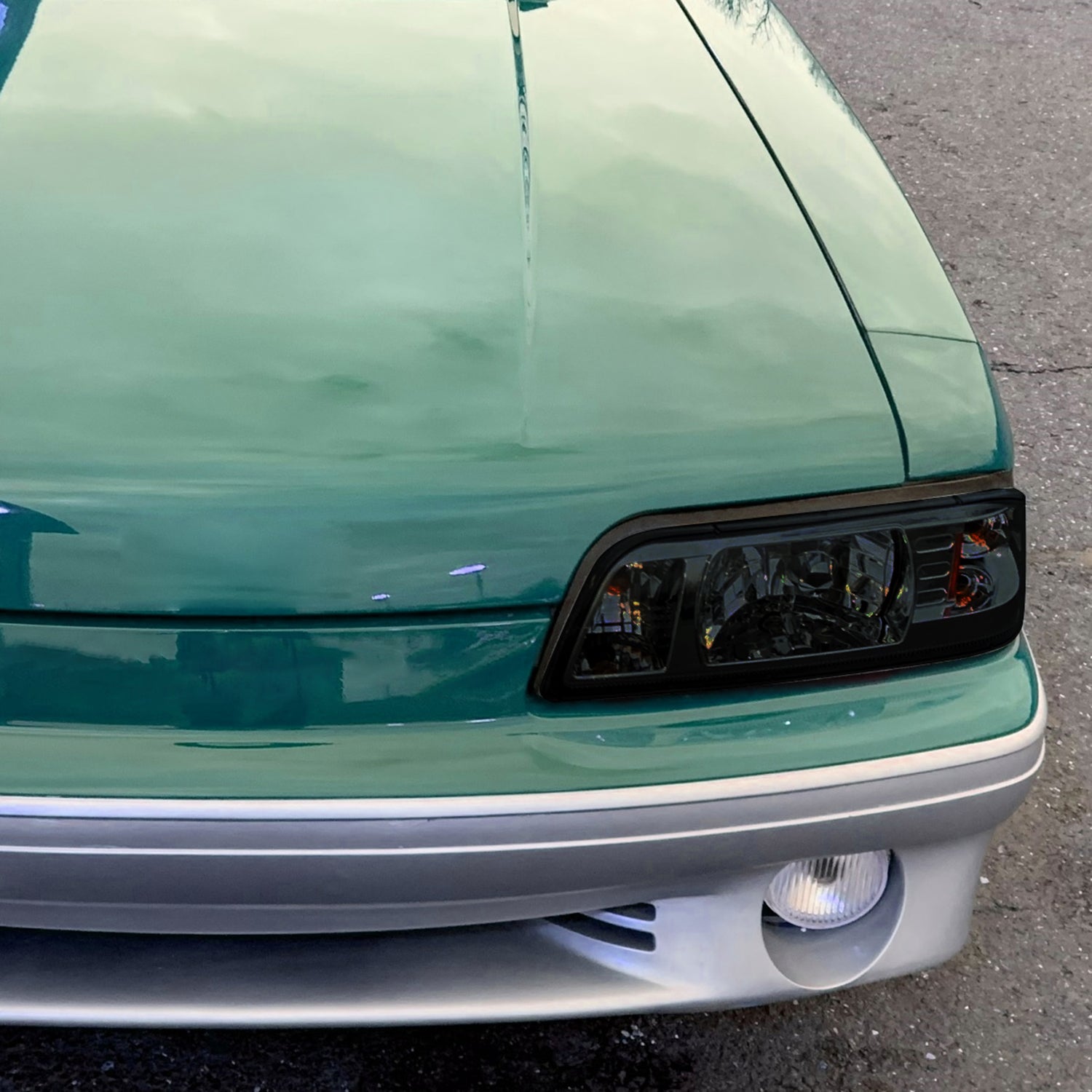 1987-1993 Ford Mustang Crystal Headlights Chrome Housing/Smoke Lens