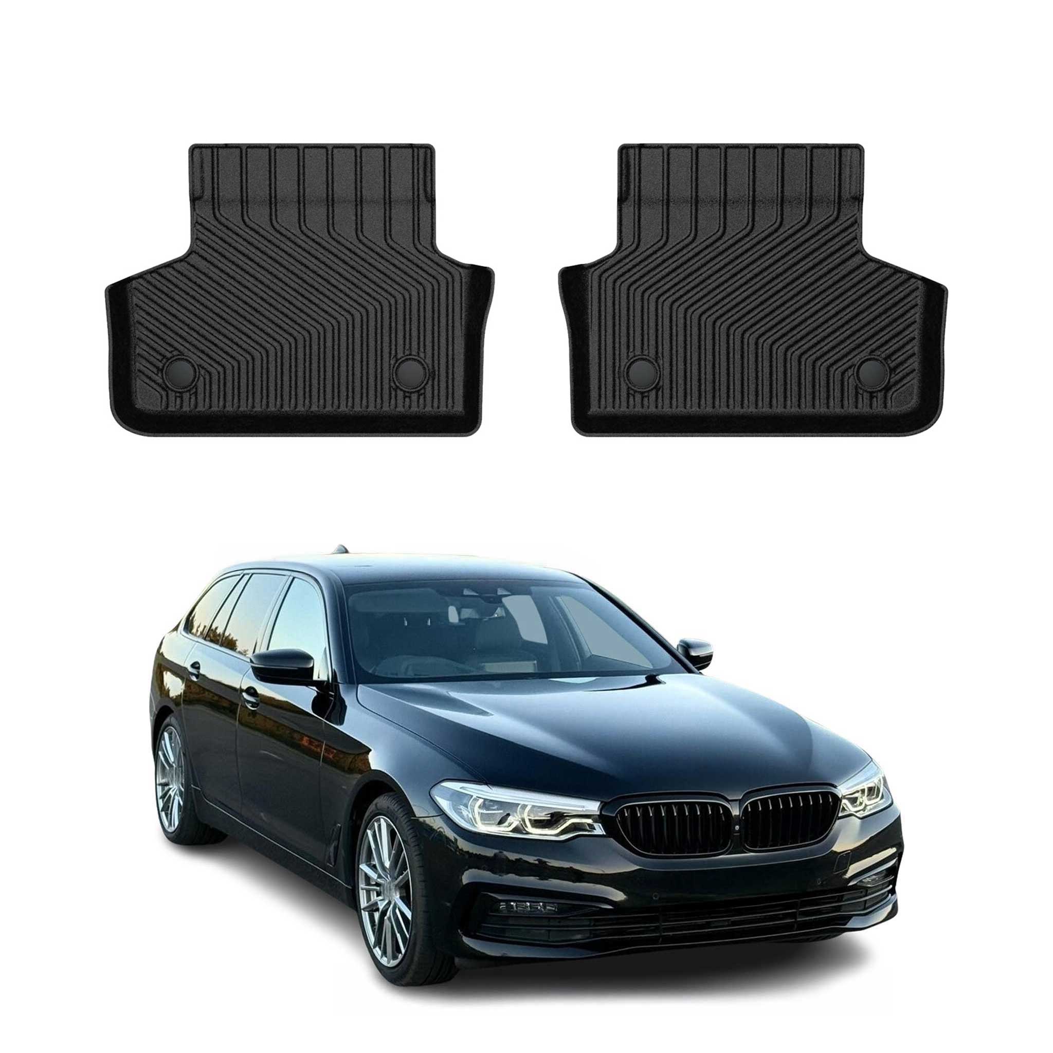 2017-2023 BMW 5 Series G30 G31 Sedan Touring Premium Floor Mats Liners Second Row Rear Black