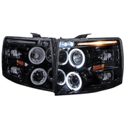 2007-2013 Chevy Silverado 1500 2500HD 3500HD Dual Halo Headlights Black